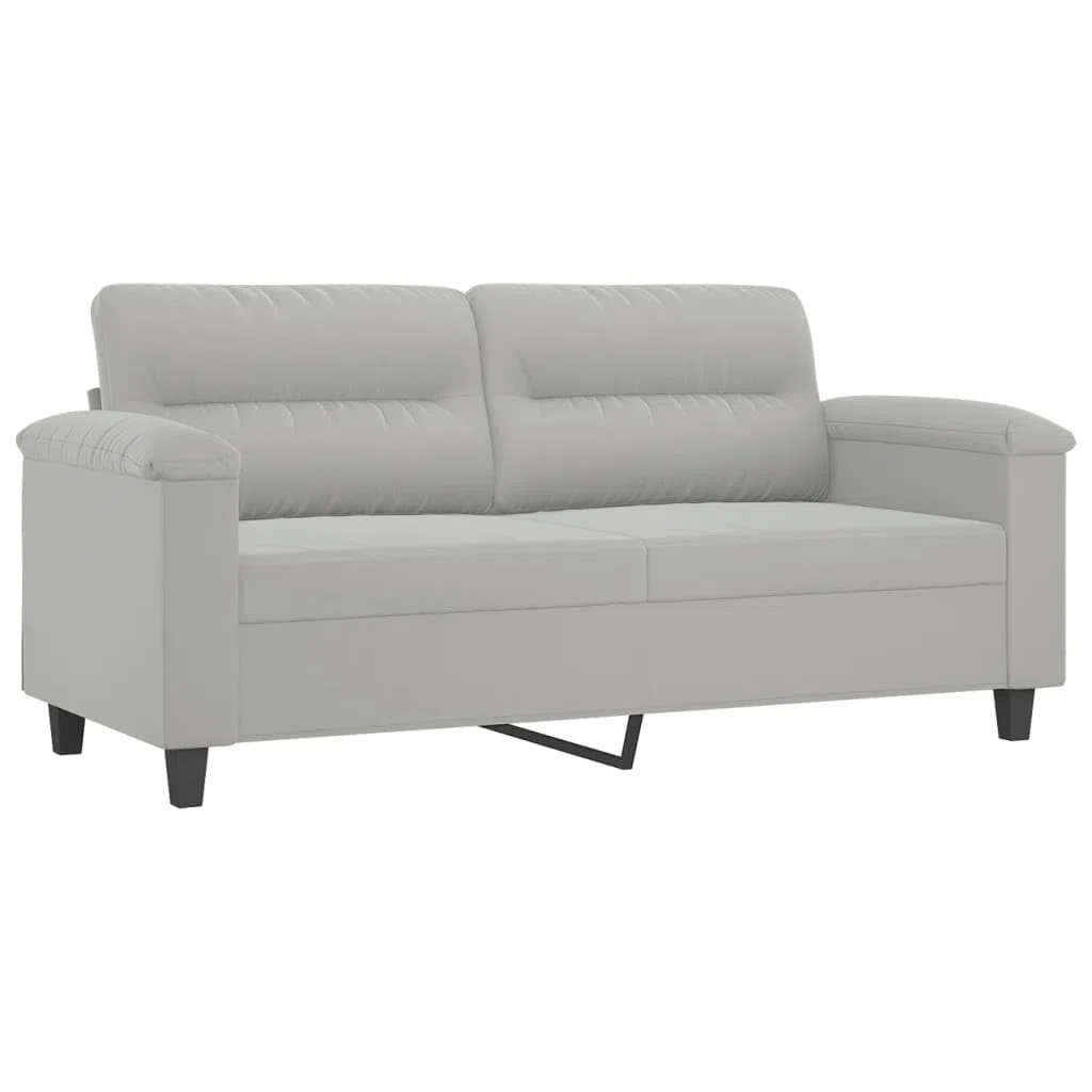 vidaXL Sofá de 2 Plazas con Cojines, Asiento con Reposabrazos, Sofá Tapizado de Televisión, Asiento para Salón, Tela de Microfibra Gris Claro