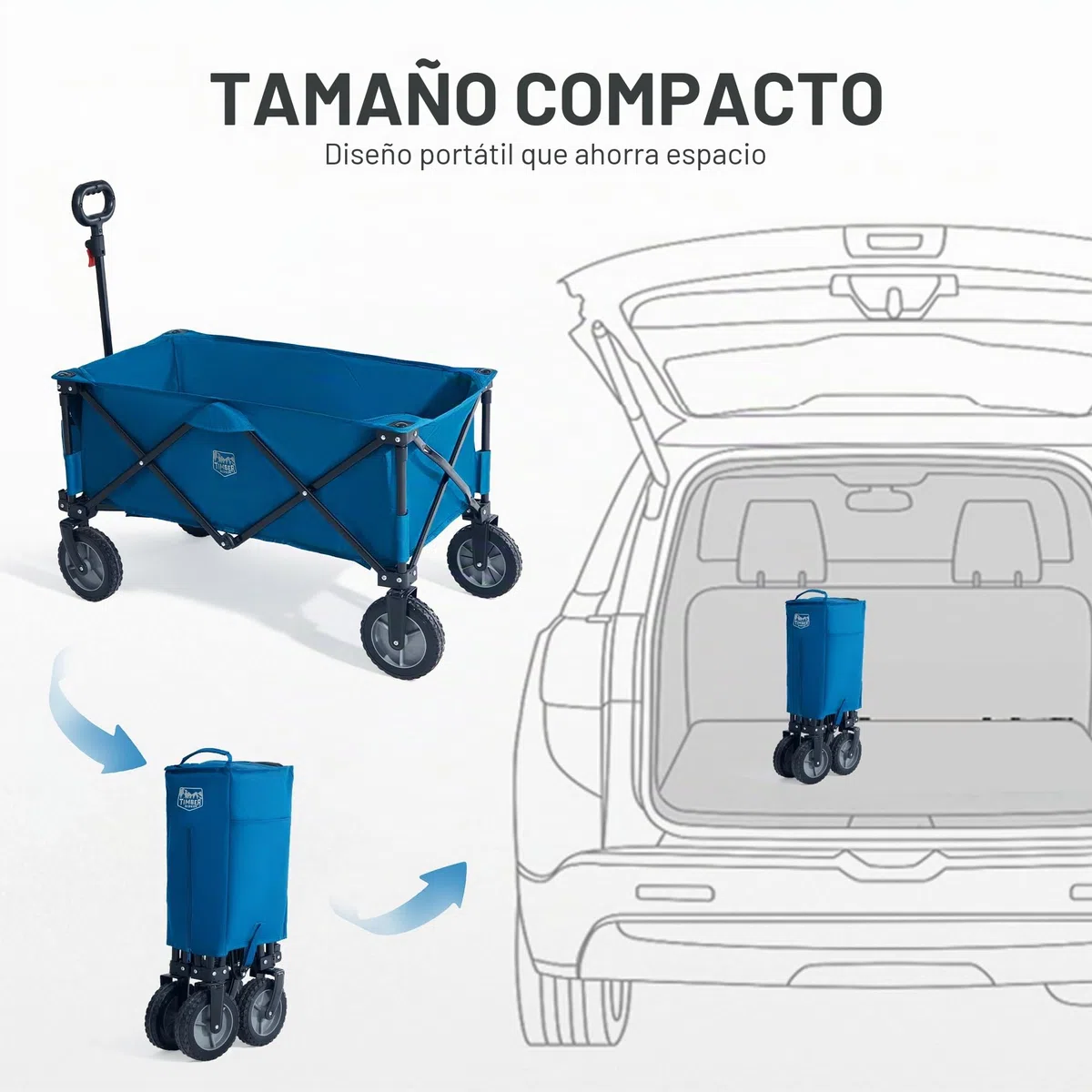 TIMBER RIDGE Carro Playa Carrito Plegable Transporte para Jardín Playa Campaña Compra al Aire Libre, Carreta con Bolsa de Cubierta Mango Ajustable hasta 100kg