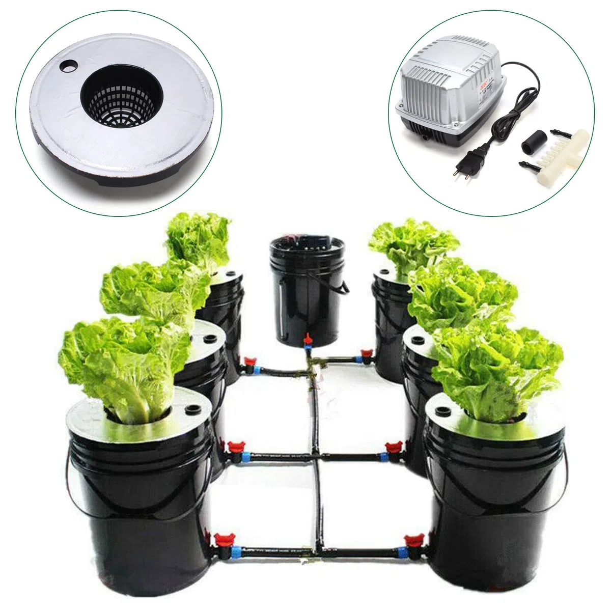 DWC Hydrokultur Grow System Kit 20L x 7 Bucket Indoor Hydroponic Cultivation System
