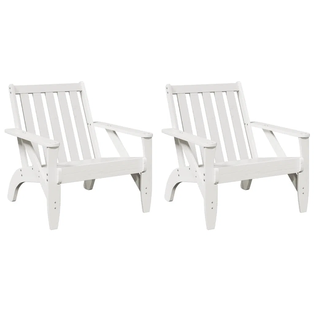 vidaXL Sillas de jardín Adirondack 2 uds Blanco 75x77x77 cm, Silla de jardín, Asiento de jardín, Asientos para Exteriores, Silla de Relax