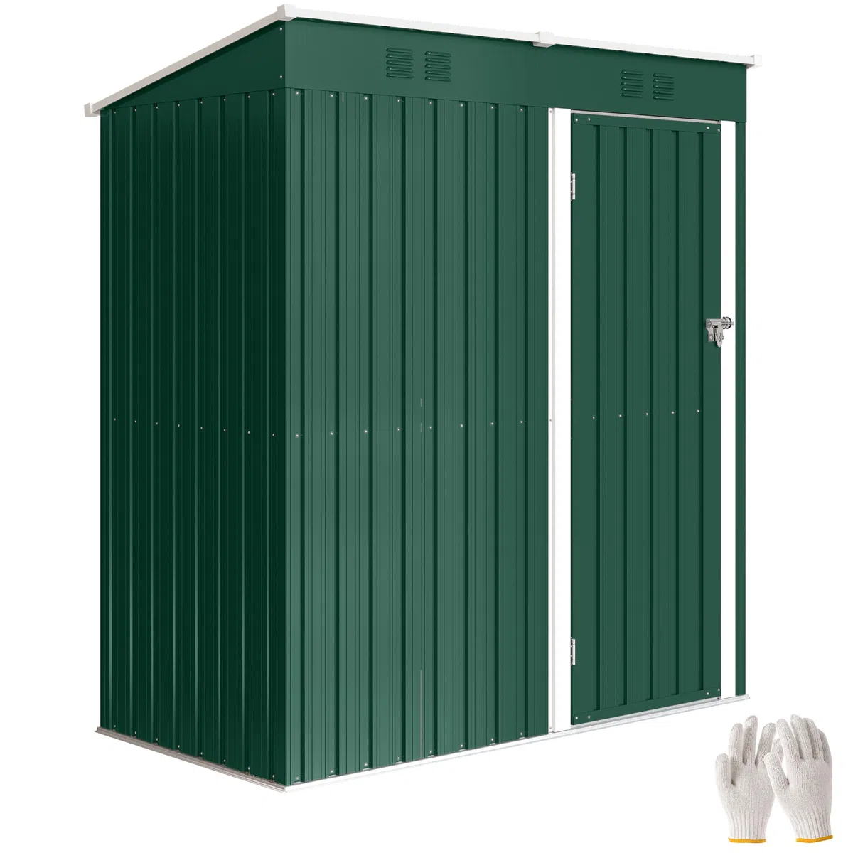 Outsunny Caseta de Jardín Exterior 1,37 m², 163x90x179 cm, Cobertizo de Jardín Exterior Metálico con Puerta con Pestillo y Ranuras de Ventilación, para Almacenamiento de Herramientas, Verde