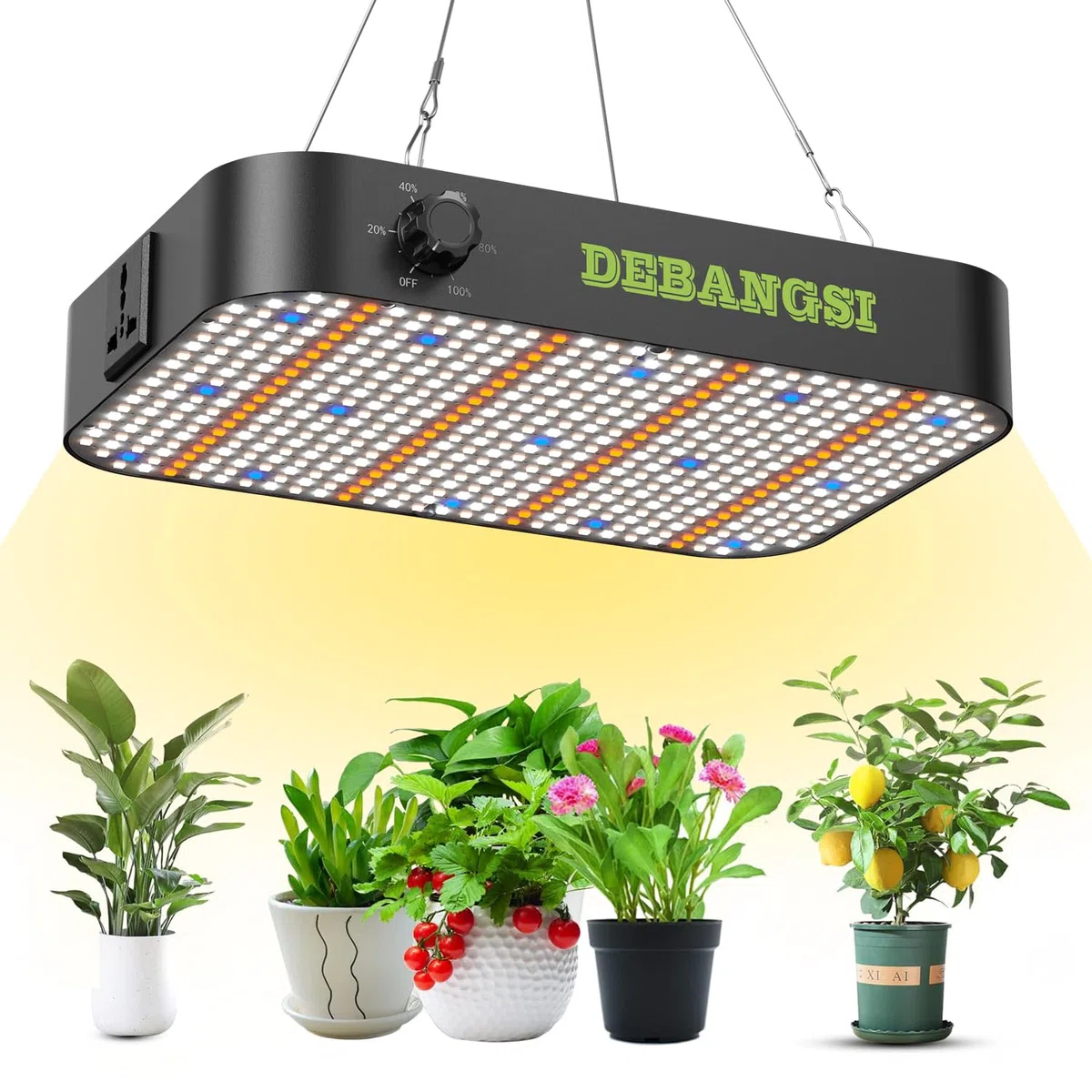 Lámpara de Crecimiento LED 100 Watt, Lámpara para Plantas LED de Espectro Completo Regulable con UV-IR, Lámpara para Cultivo con Función Daisy Chain, Lámpara para Plantas de Interior en Floración