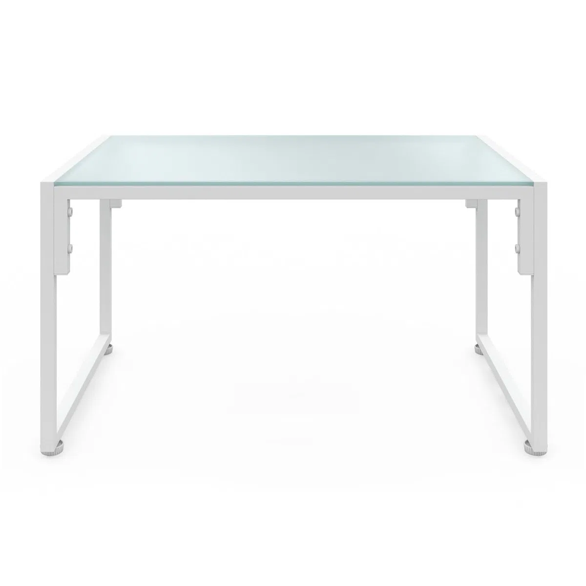 IDMarket - Salón de jardín bajo Nairobi 4 plazas de acero blanco y cojines beige