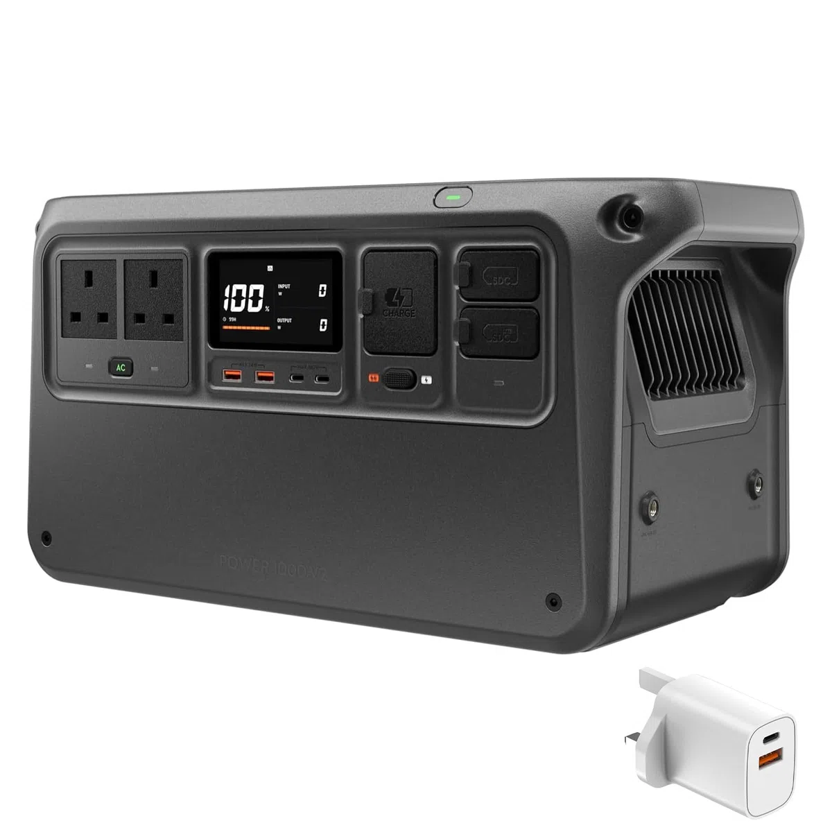 DJI Power 1000 V2 Estación de energía portátil, Batería LFP de 1024 Wh, Salida de 2600 W, Recarga del 0% al 80% en 37 minutos, Generador eléctrico para el hogar (con enchufe de 30 W incluido)