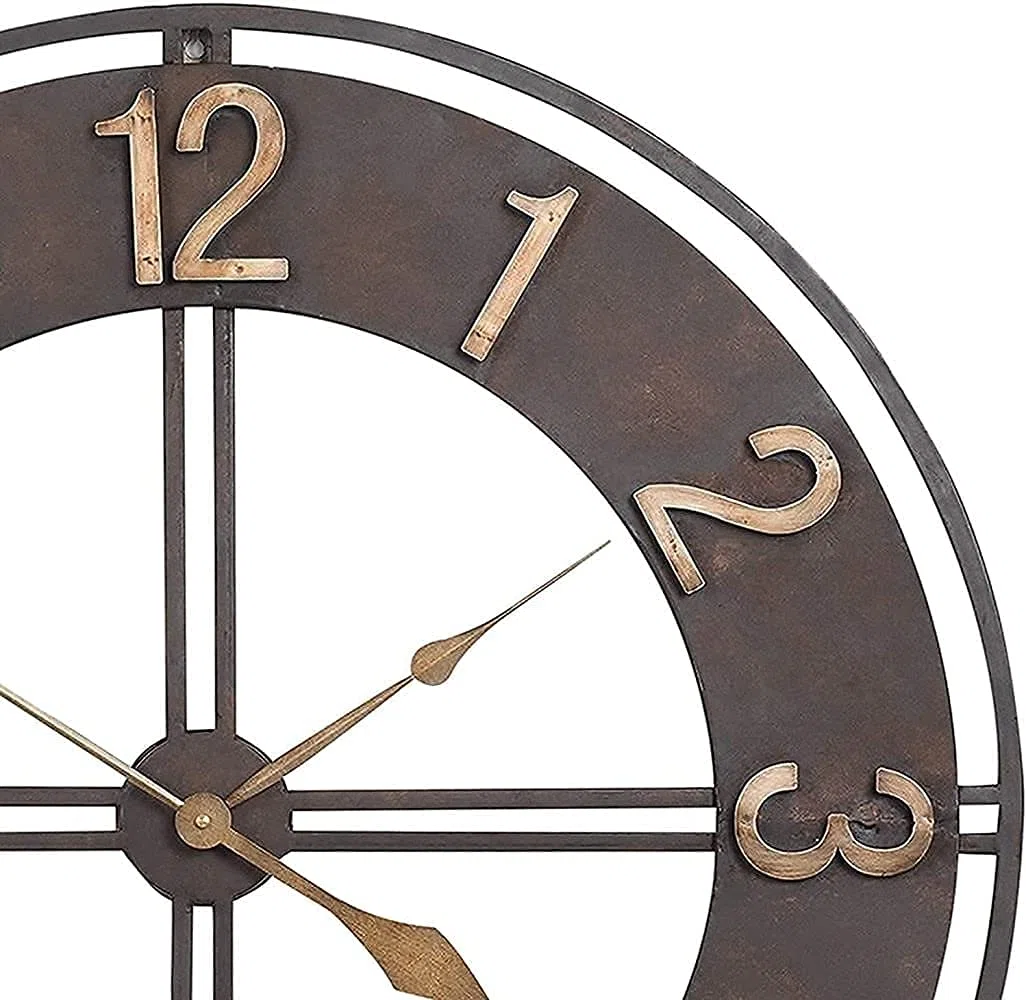 SBTXHJWCGLD Reloj de Pared Grande para jardín al Aire Libre de 60 cm, Reloj de jardín de Cara Abierta de Metal, Resistente al Agua, para Exteriores, Interior, para Sala de Estar, Moderno, giga
