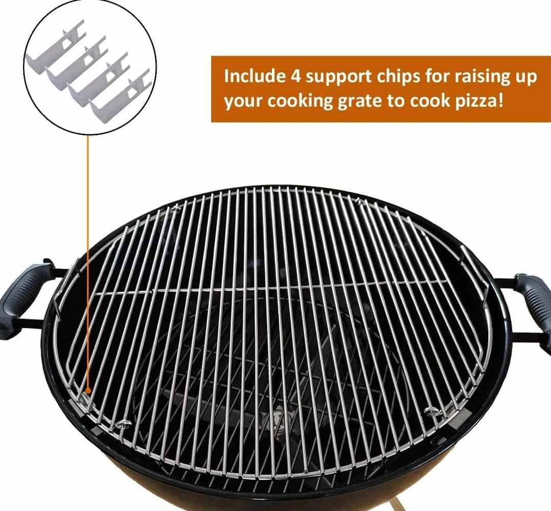 onlyfire Kit de Anillo de Pizza de Acero Inoxidable con asador, Kit de Barbacoa Multifuncional, para Asar Pollo y cocinar Pizza, se Adapta a la mayoría de Las Parrillas de Caldera de carbón de 57 cm