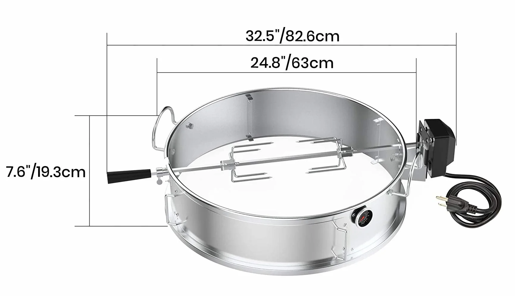 onlyfire Kit de Anillo de Pizza de Acero Inoxidable con asador, Kit de Barbacoa Multifuncional, para Asar Pollo y cocinar Pizza, se Adapta a la mayoría de Las Parrillas de Caldera de carbón de 57 cm