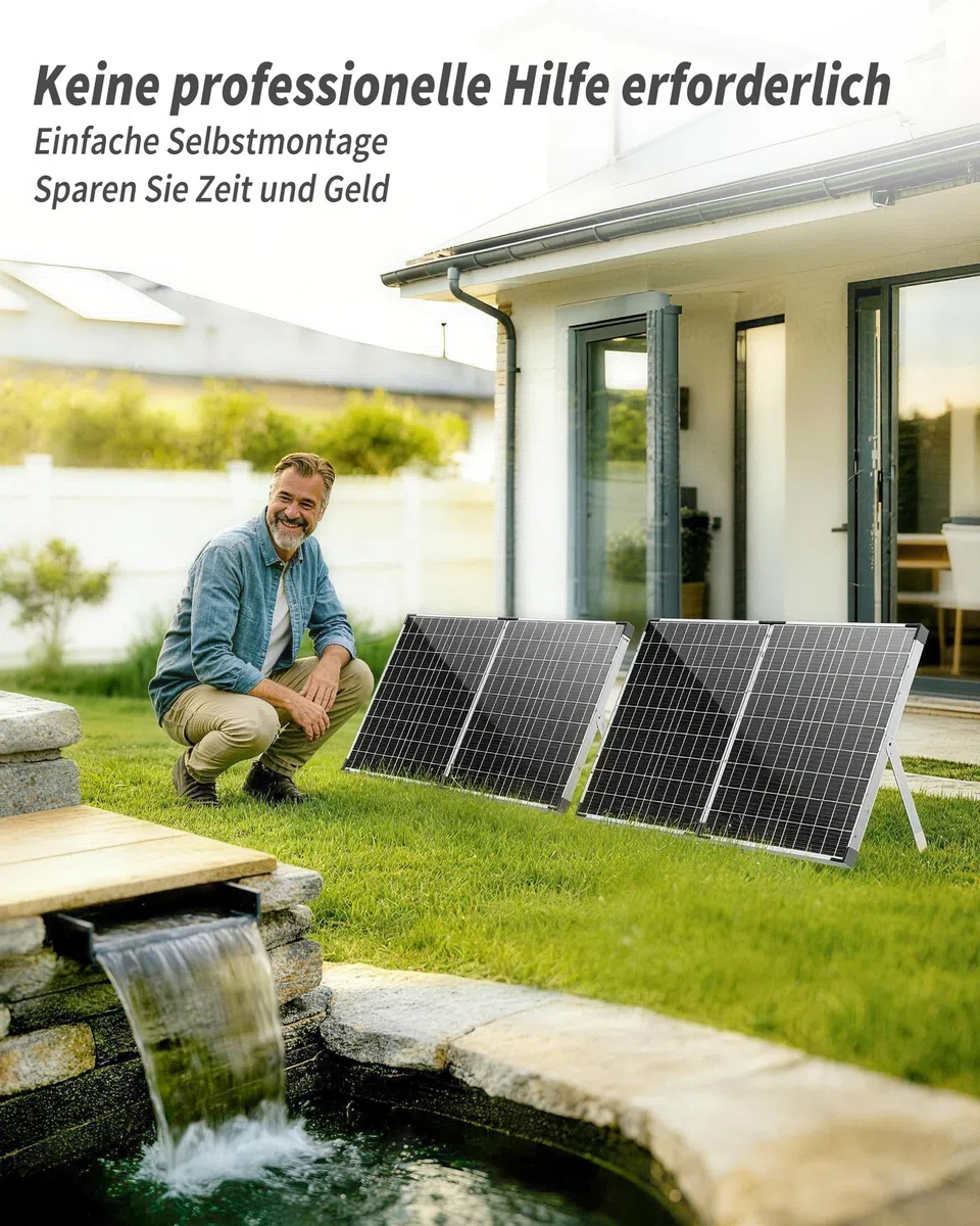 POPOSOAP Cascada Solar para Estanque con Panel Solar de 100W y Bomba de 4500 L/h, Tubo Corrugado de 3m, Material Filtrante, Cascada para Estanque de Jardín Exterior, Arroyos