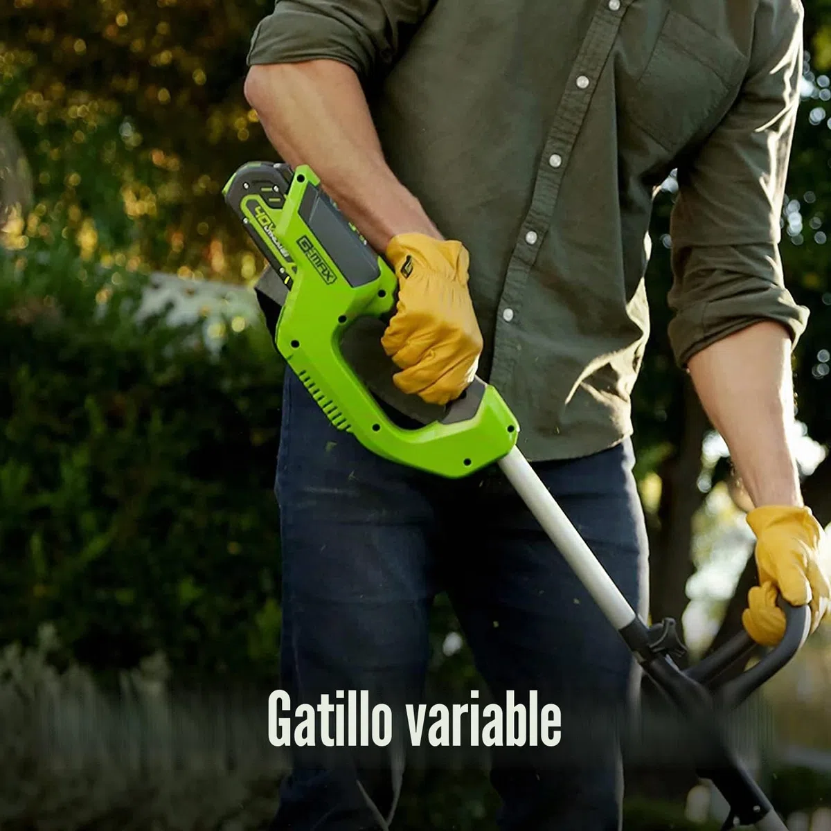 Greenworks 40V Cortabordes a Batería para Jardín Mediano, Altura Regulable, 30 cm Ancho de Corte, Alimentación Automática Nylon de 1,65 mm, Batería 40 V 2 Ah y Cargador, 3 Años de Garantía G40LTK2