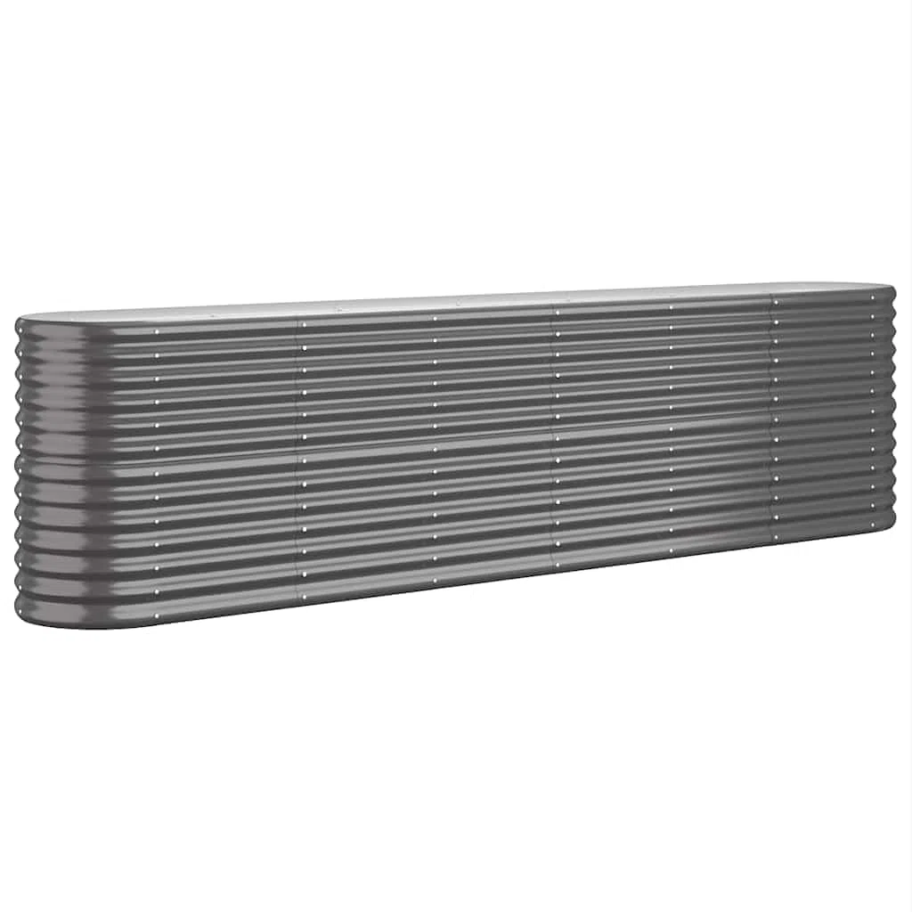 vidaXL Jardinera Arriate Elevado Macetero Maceta Tiesto Soporte para Plantas Vegetales Hierbas Acero Galvanizado Antracita 260x40x68 cm