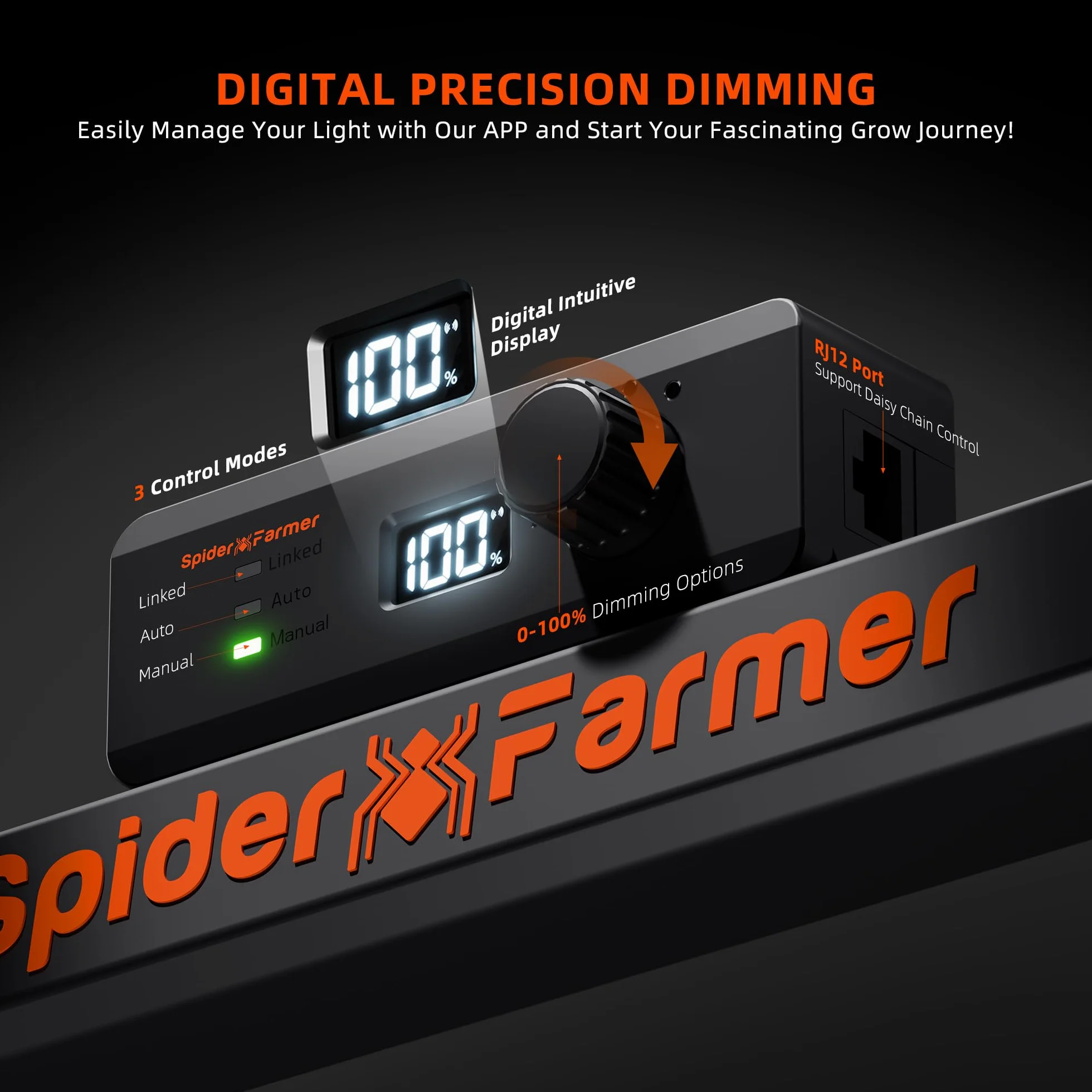Spider Farmer G4500 Luz de Crecimiento Led 320w, Control Remoto por App, Bridgelux diodes, Led Luz de Crecimiento de Espectro Completo, para tienda de cultivo de 140x70 cm
