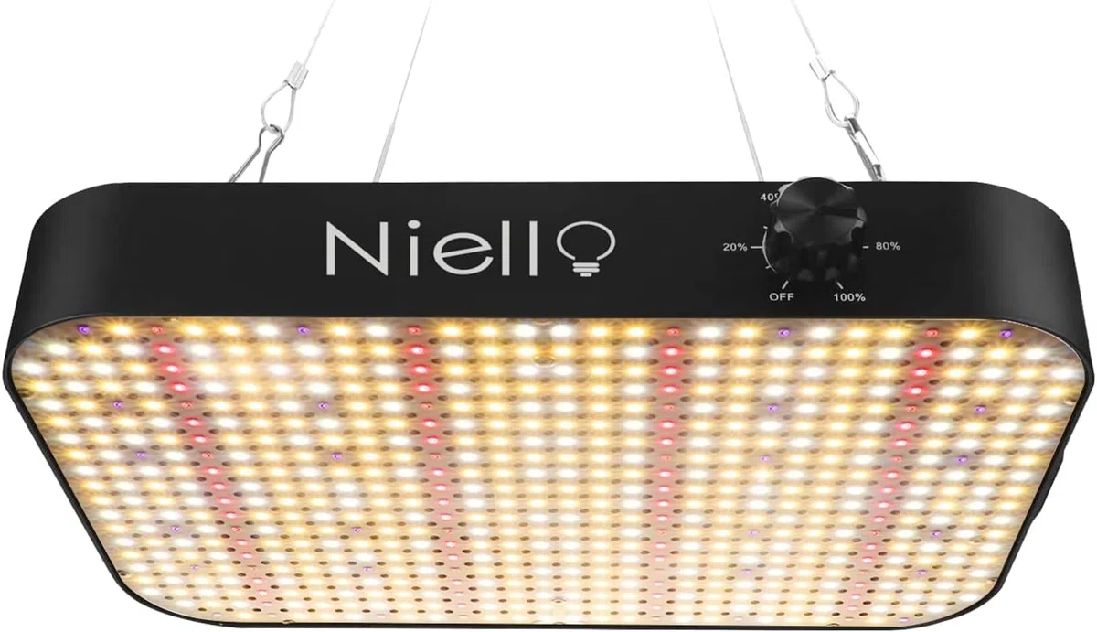 Niello Lampara LED Cultivo, 1200w Lámparas de Crecimiento with UV & IR, para plantas de interior, luz de planta de espectro completo con función regulable y en cadena para VEG, flores