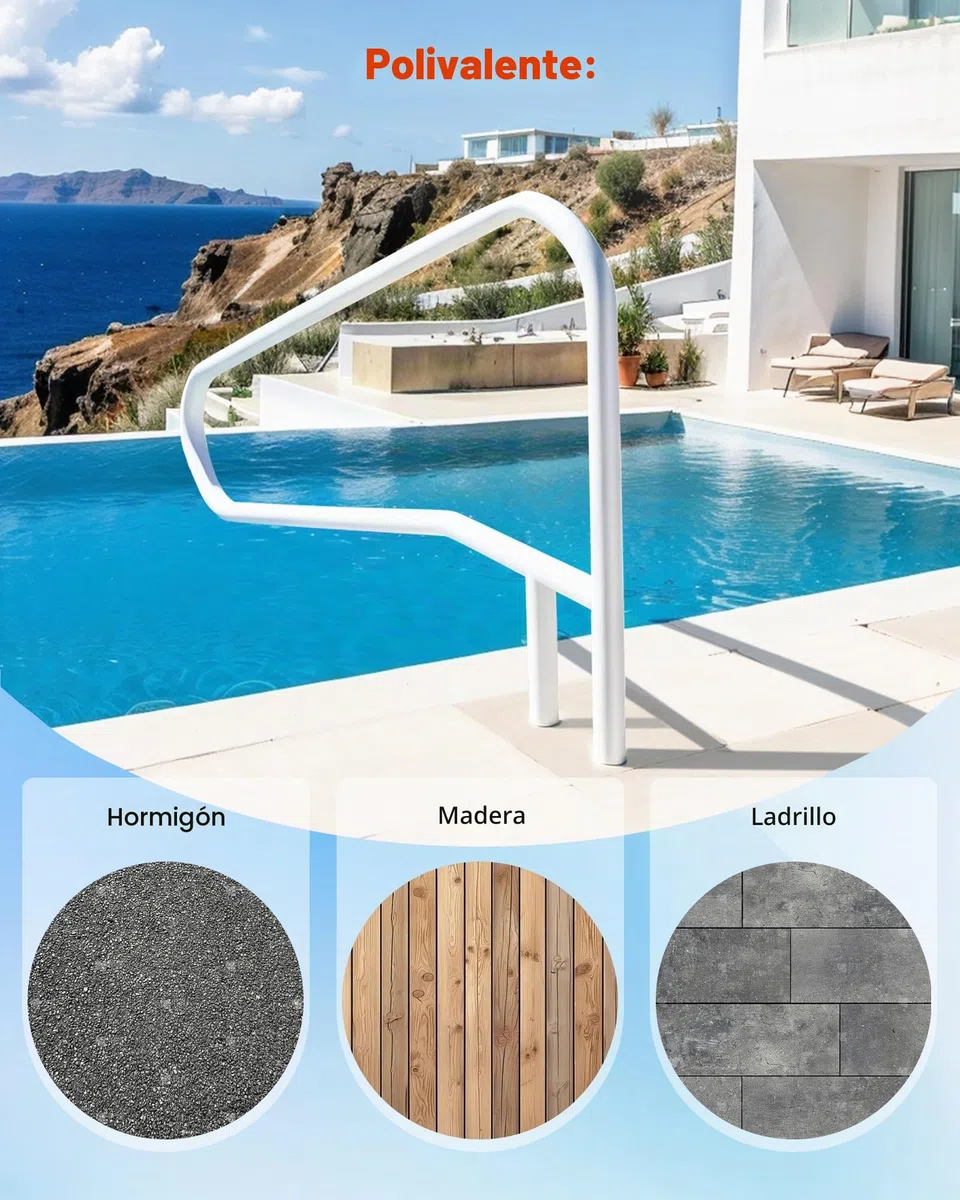 VEVOR Barandilla para Piscina, Carga de 100 kg, Acero Inoxidable, Soldadura sin Juntas, Montaje Empotrado o Sobre Base, para Piscinas, Parques Acuáticos y Spas, 1371 x 48 x 813 mm, Blanco Crema