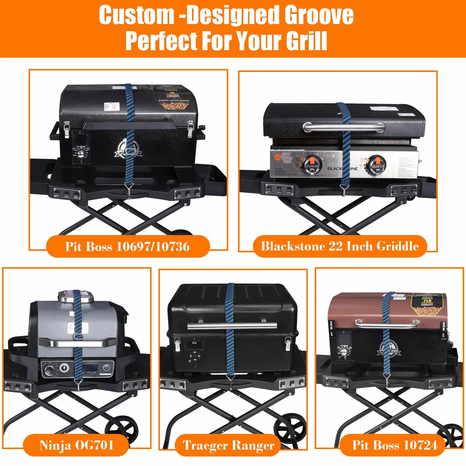GFTIME Soporte de parrilla para Ninja Woodfire, carrito plegable para Ninja OG701, Traeger Ranger, para Pit Boss, Blackstone Griddle