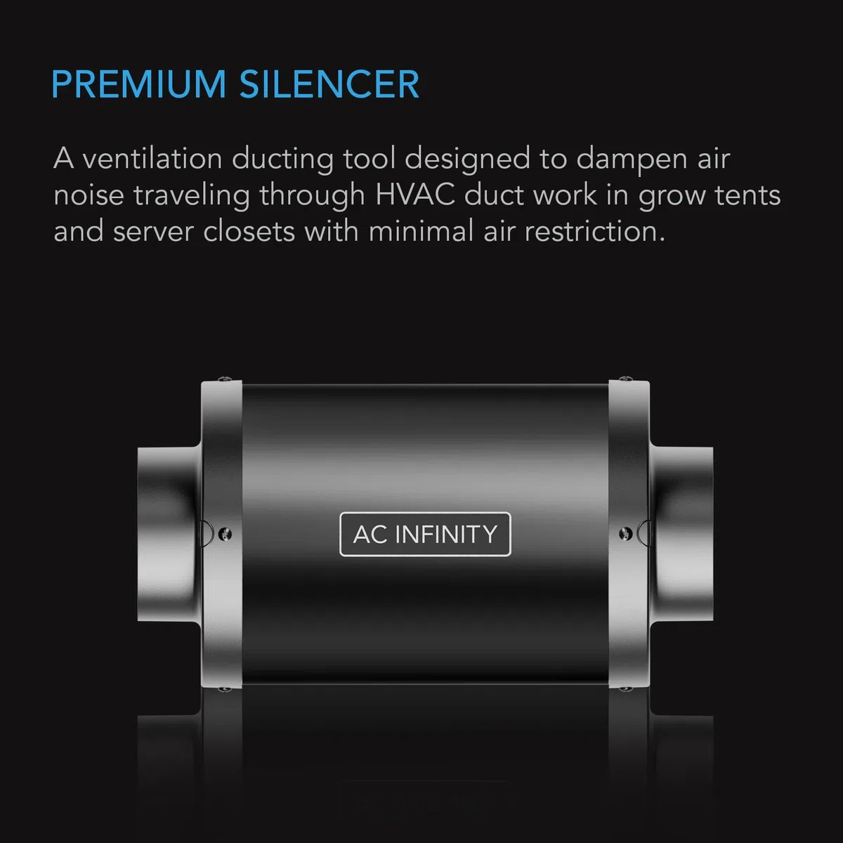 AC Infinity Silenciador 150mm de ventilador de conducto en línea, silenciador de reducción de ruido de para sistemas de ventilación hidropónicos de interior, tienda de cultivo
