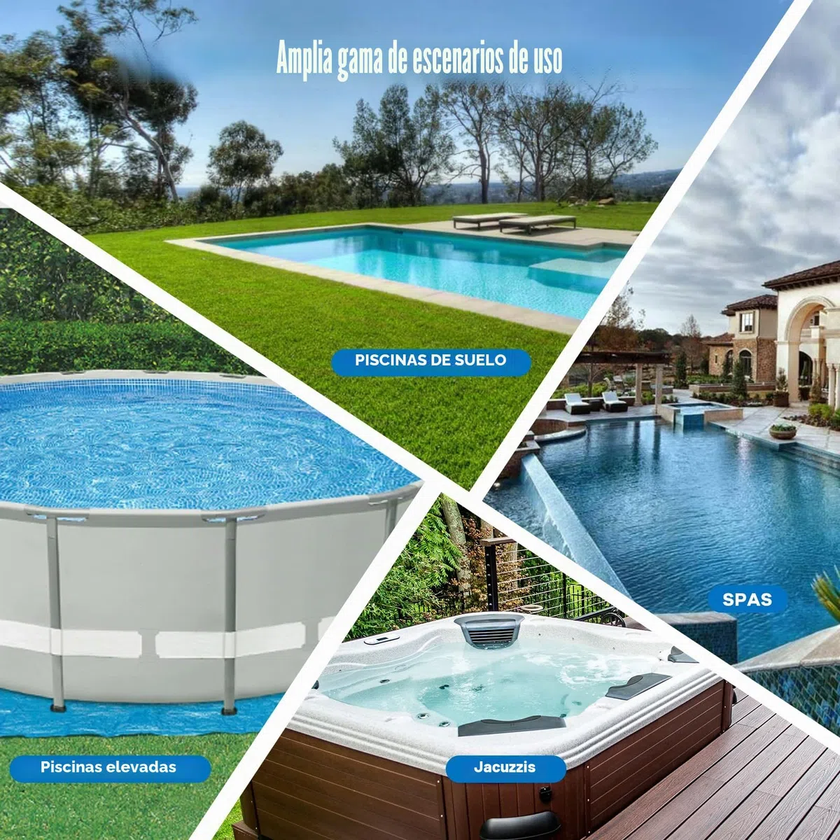 Enhulk Aspirador de Piscina con batería, hasta 60 Minutos de autonomía, Aspirador de Piscina con pértiga telescópica, succión de 4200 l/h, Ideal para Piscinas elevadas, spas y más, Azul