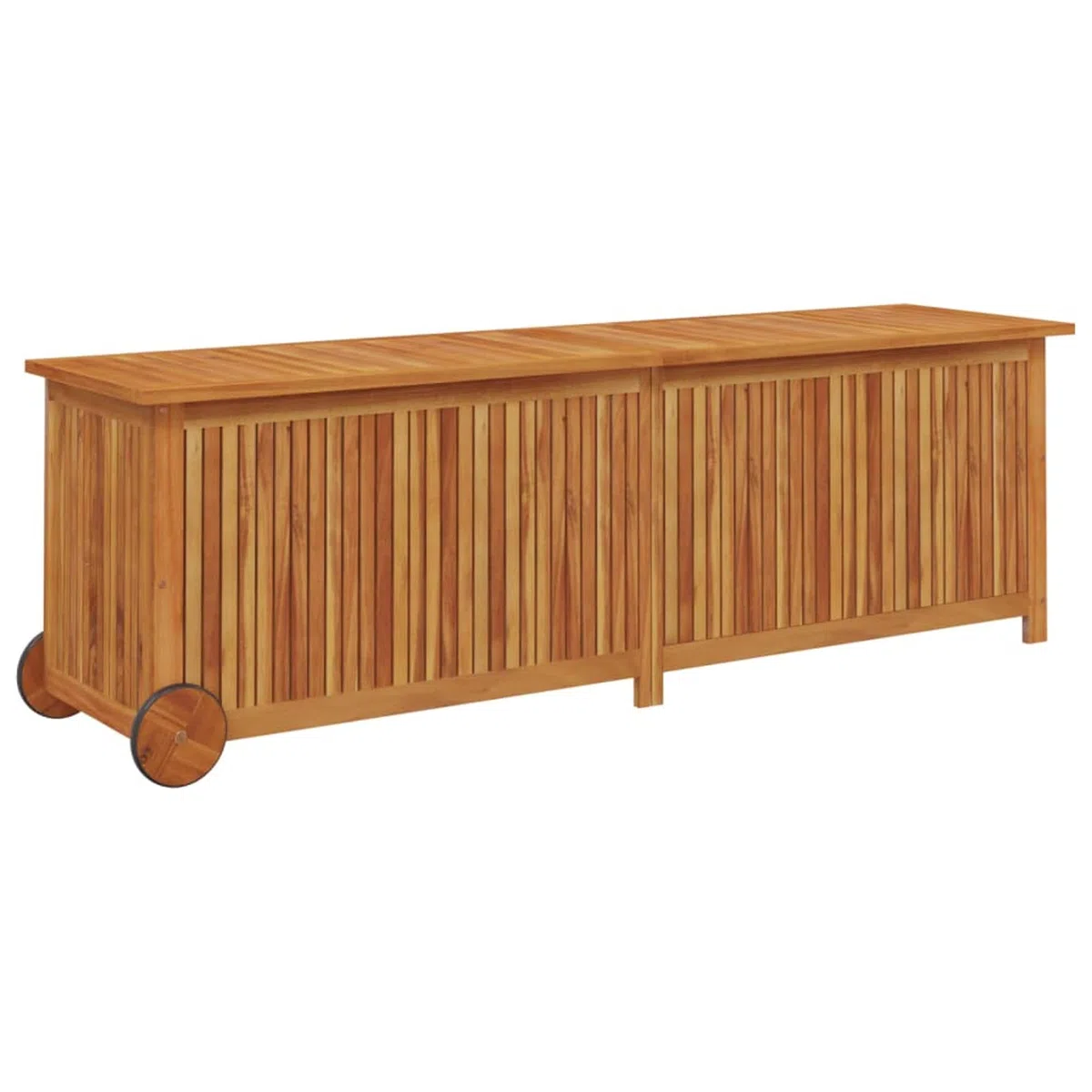 IKAYAA Baúl de Jardín de Madera de Acacia, Arcón Exterior, Caja de Almacenamiento con Bolsa Interior Resistente al Agua, Organizador Herramientas, 150 x 50 x 58 cm