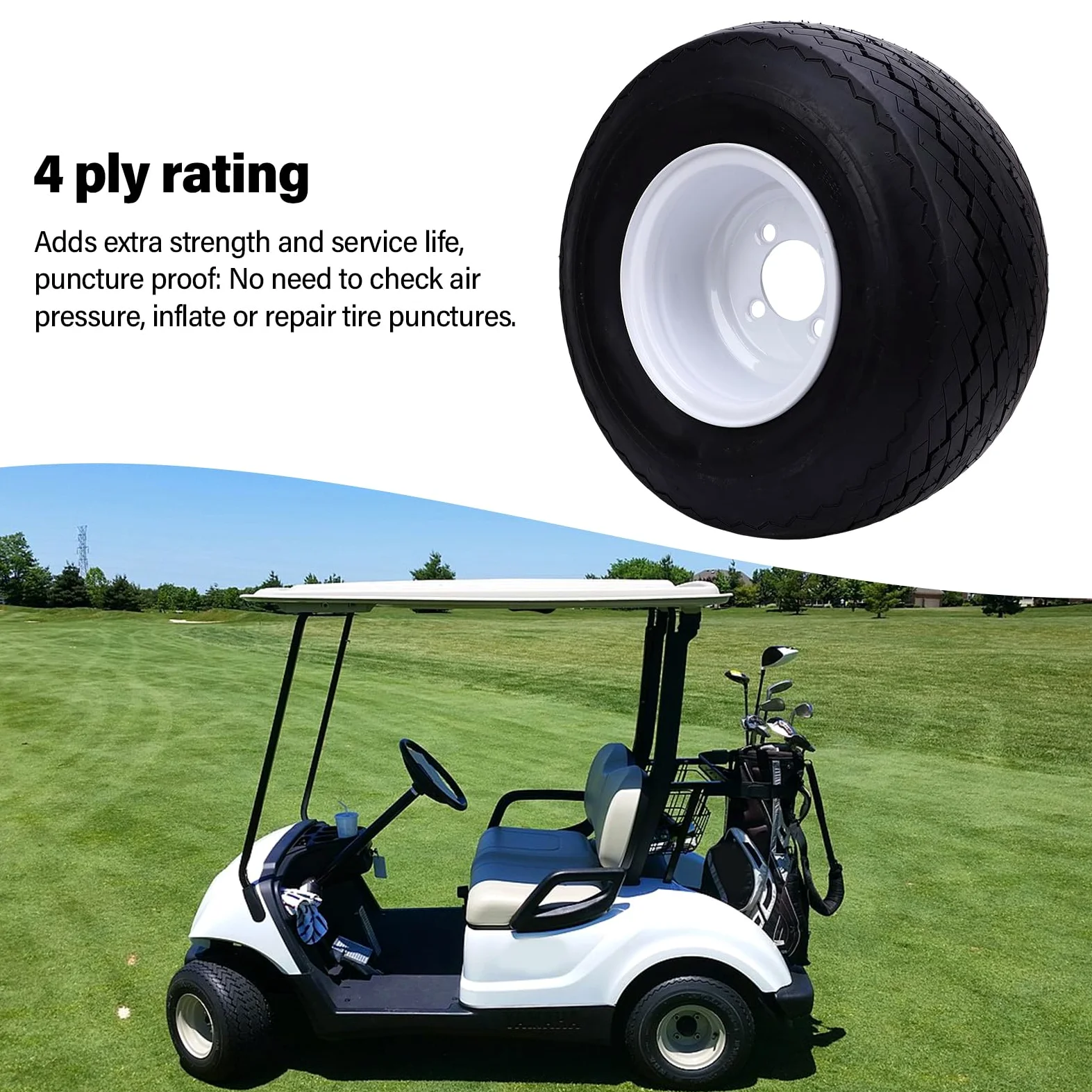 Asixxsix 18x8.50-8 Neumáticos de Cortacésped con Borde, 4 Pernos 4 Capas de Neumáticos sin Tubería y Conjunto de Ruedas, Neumático de Césped de Goma Delantero/Trasero para Montar