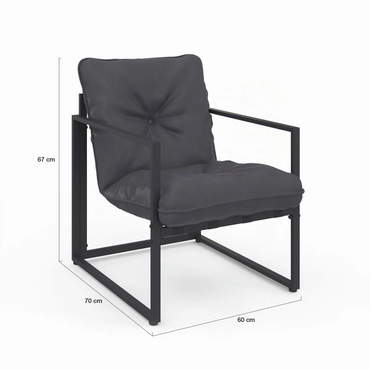 IDMarket - Salón de jardín bajo Nairobi 4 plazas de acero gris antracita