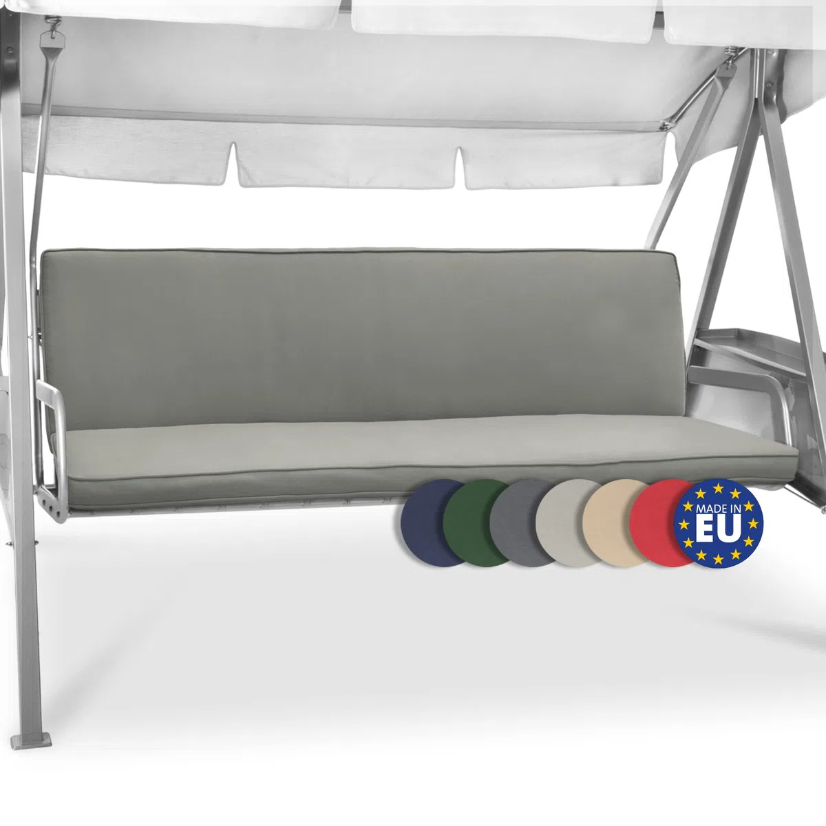 Beautissu Loft HS Set 2 Cojines colchoneta para Bancos Columpio Hollywood 180x50 Gris Claro Asiento y Respaldo 3 plazas