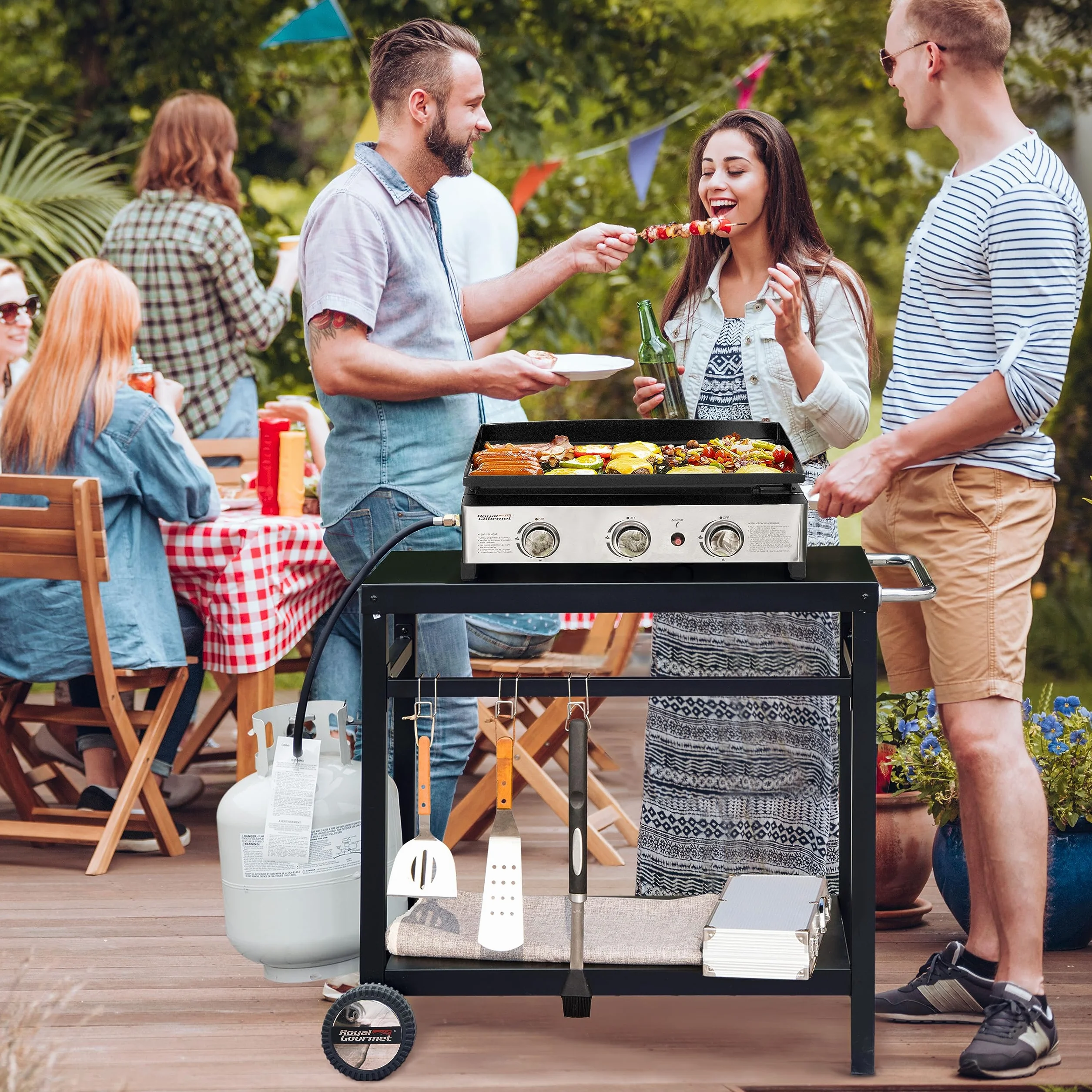 Royal Gourmet - Carro para Barbacoa de Metal con Gran Superficie de Trabajo, Apto para postres de jardín, Horno de Pizza, 100,5 x 59 x 81 cm, Color Negro