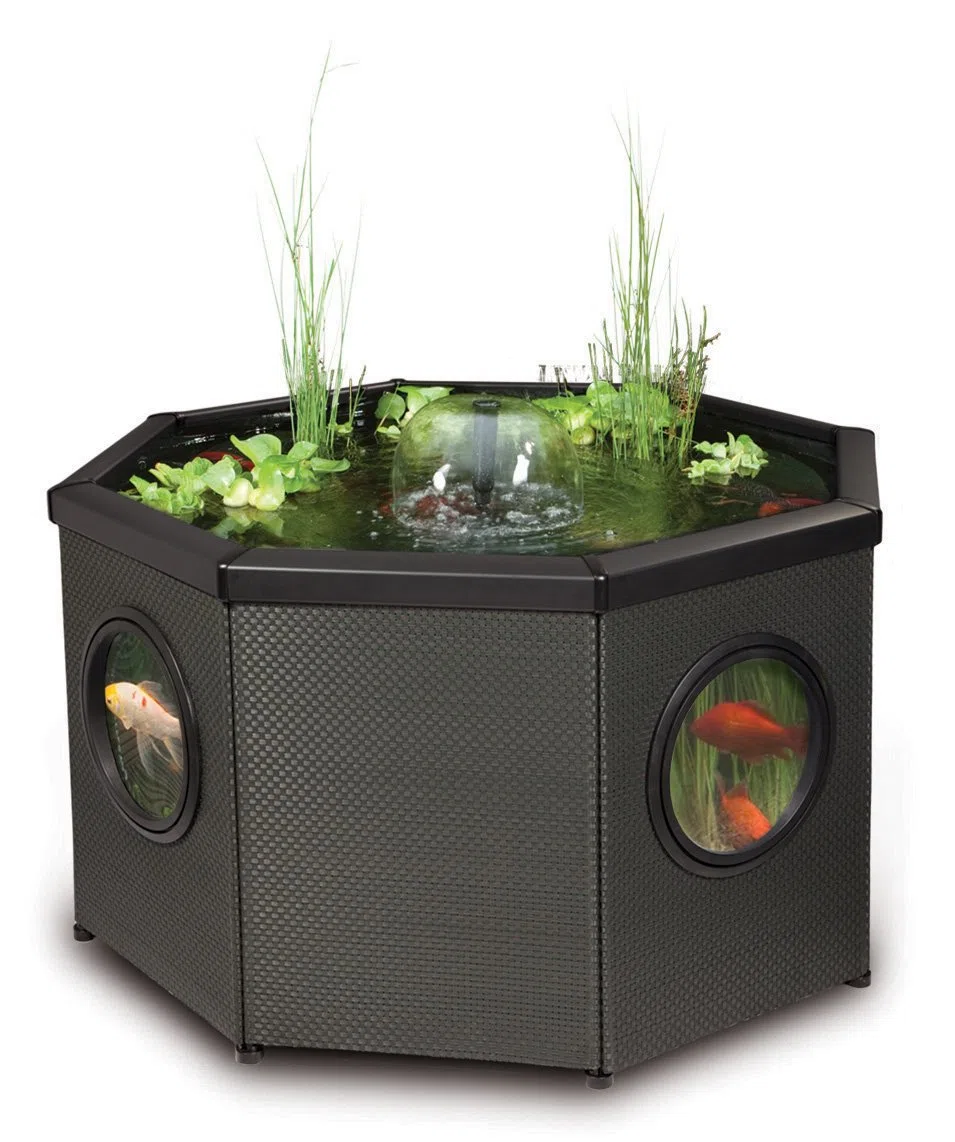 Blagdon Affinity Octagon Living Water Feature Patio Pool Pond, Moca, con Bomba de Filtro Inpond 5 en 1 3000 y clarificador UV, Foco LED, 3 Atractivos Cabezales de Fuente, 1 Cesta de plantación