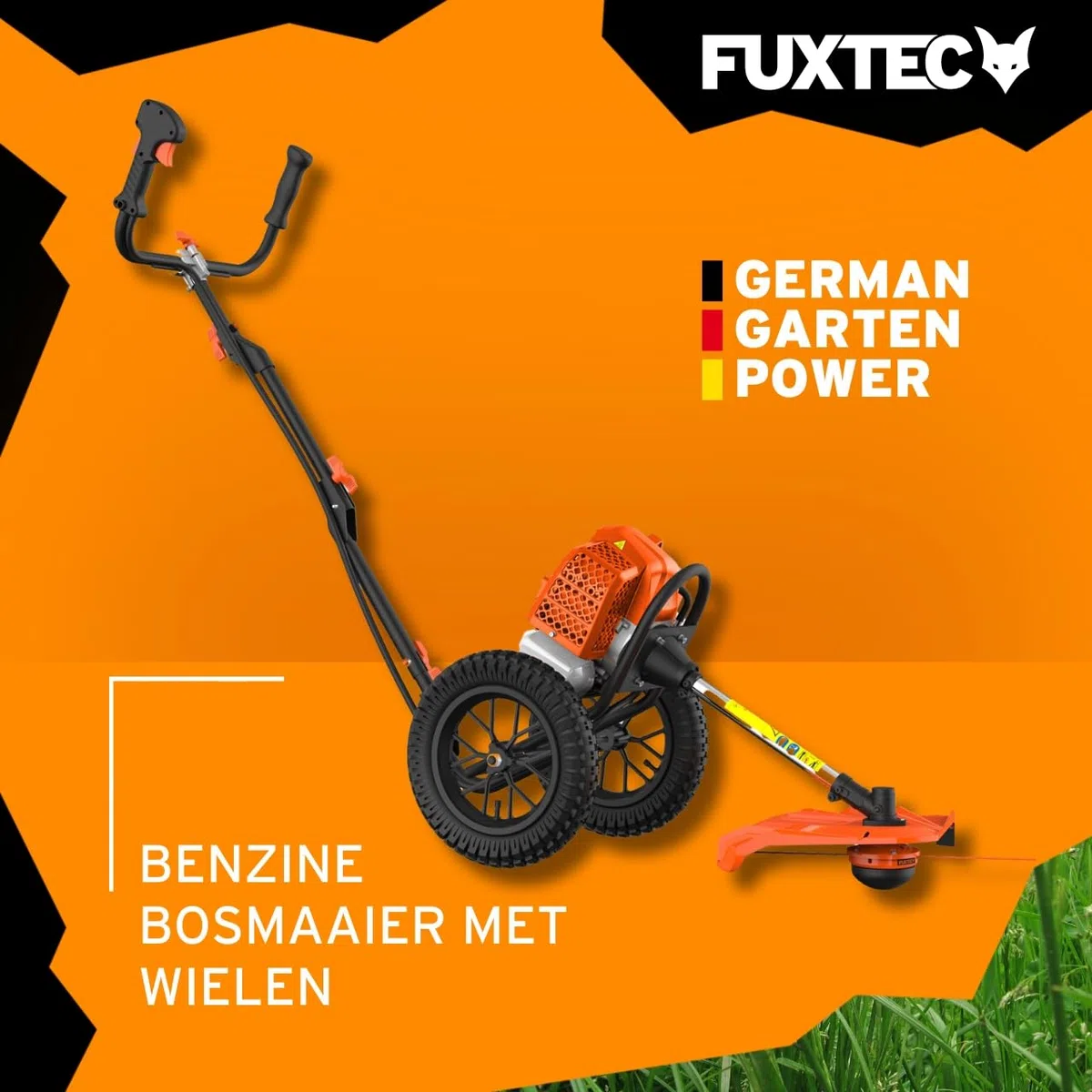 FUXTEC Desbrozadora con Ruedas de Gasolina FX-FSR152 de 52cc y con 3 CV - diseñada para Grandes Superficies y para su Espalda. Recortadora Trimmer,Motor de Gasolina de 2 Tiempos