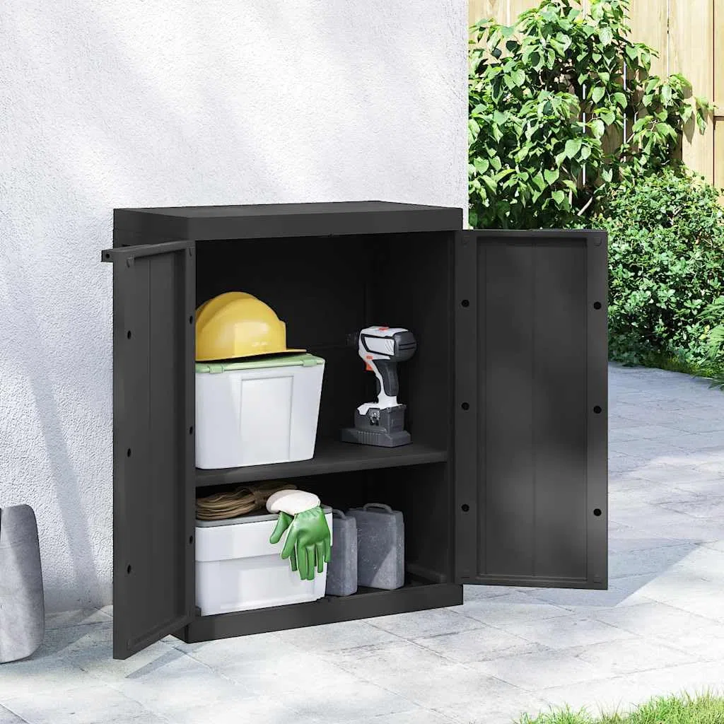 vidaXL Armario de Almacenaje Exterior, Armario con Cerradura, Almacenamiento de Herramientas, Armario para Jardín Terraza, PP Negro