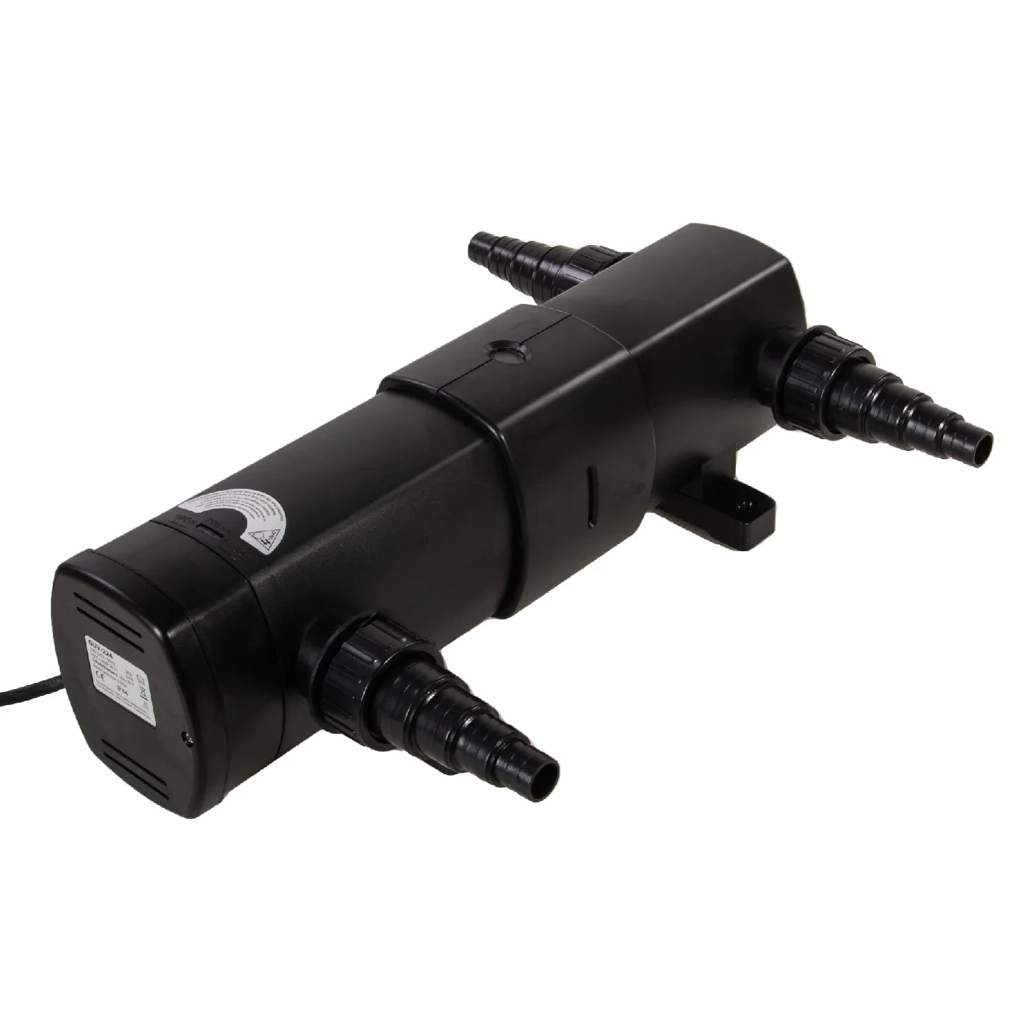 AquaForte GUV-236 UV-C, Estanque máx. 45 m³, Flujo máximo 6 m³/Hora, 36 W, Carcasa con Conector de Bloqueo rápido, 3 boquillas de Manguera de 20/25/32/40 mm y Visera UV, Interior en Forma de Helix