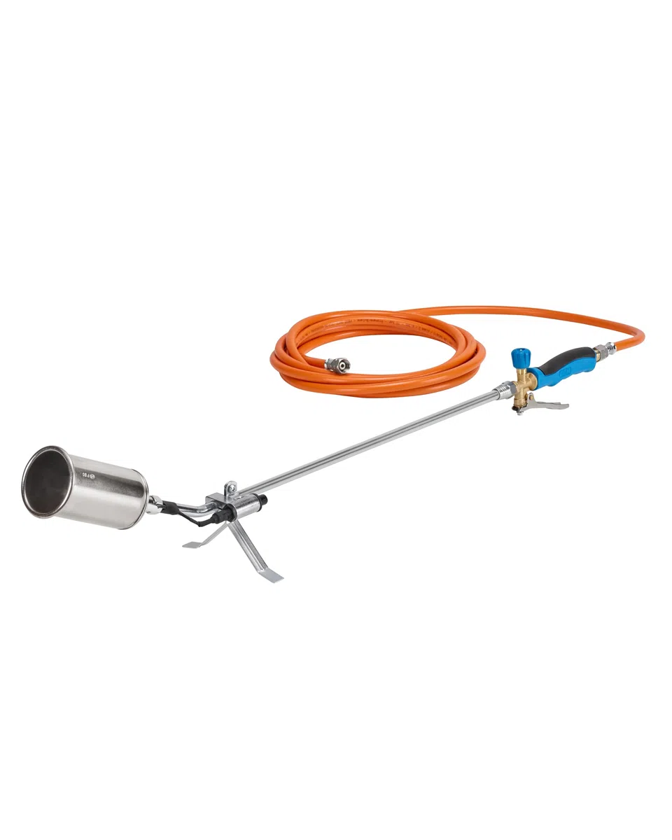 CFH Flameador PZ 6500, incluye encendido piezoeléctrico y manguera de gas, aplicación de gas con conexión de 3/8 pulgadas para bombonas de gas, ideal para eliminar malas hierbas, alquitrán y estanque