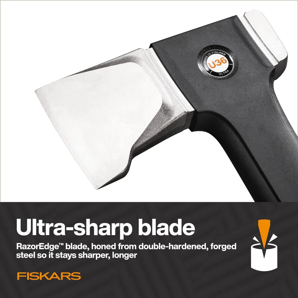 Fiskars Ultra Hacha U36, Robusta Hacha para Partir Troncos Grandes, Revestimiento ToughCoat, Equilibrio optimizado, Hoja de Acero al Carbono/Mango FiberComp, 91,5 cm, Negro, 1088144