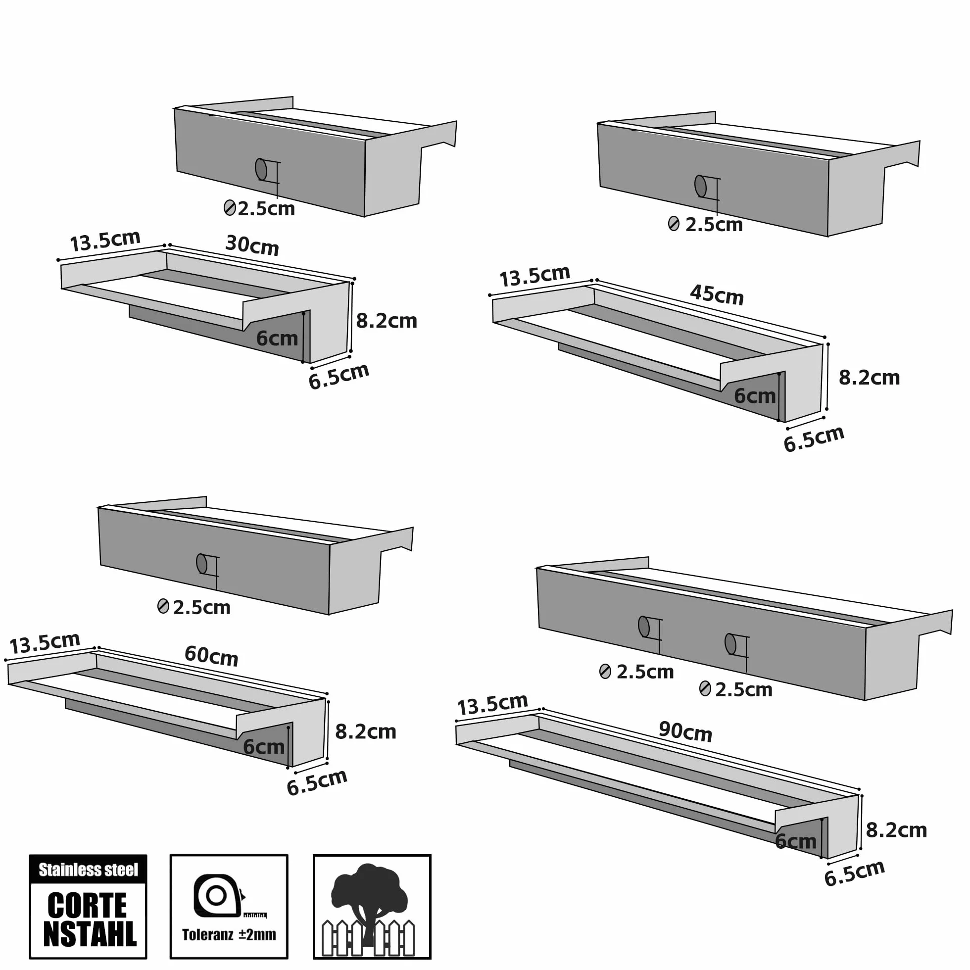 Köhko Cascada Alberta 45 cm de acero corten (30 – 90 cm)