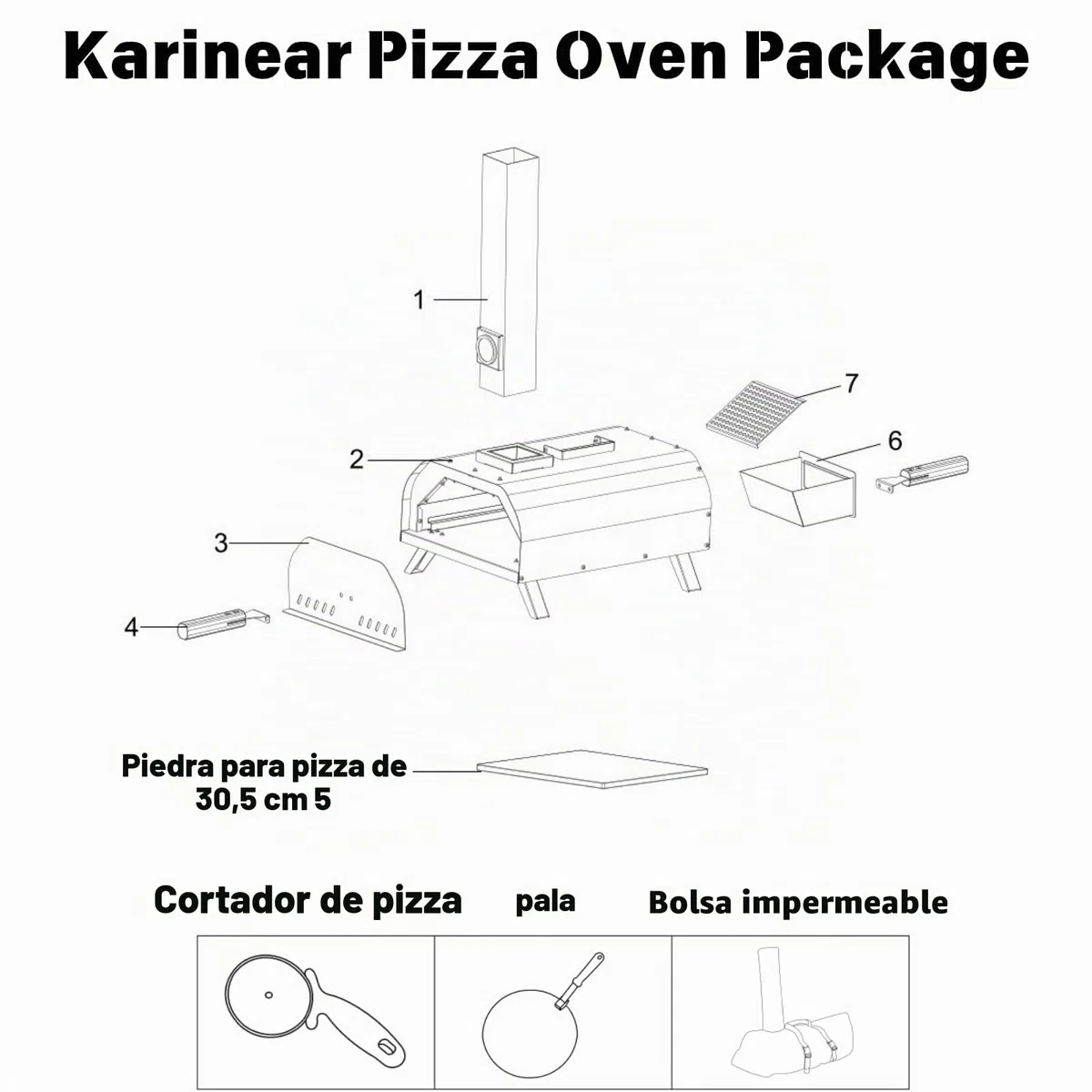 Karinear Horno para pizza Pellet, horno para pizza al aire libre con piedra para pizza, accesorios, pellets de madera Horno para pizza al aire libre de 12 pulgadas para jardín, exteriores, camping