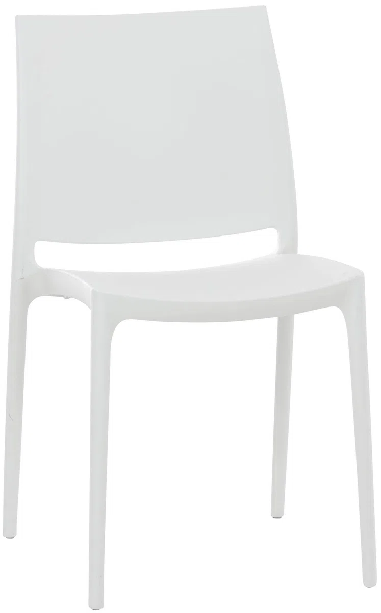 CLP Set De 2 Sillas Apilables Maya para Exterior Interior I Sillas para El Jardín Impermeables De Plástico con Respaldo, Color:Blanco