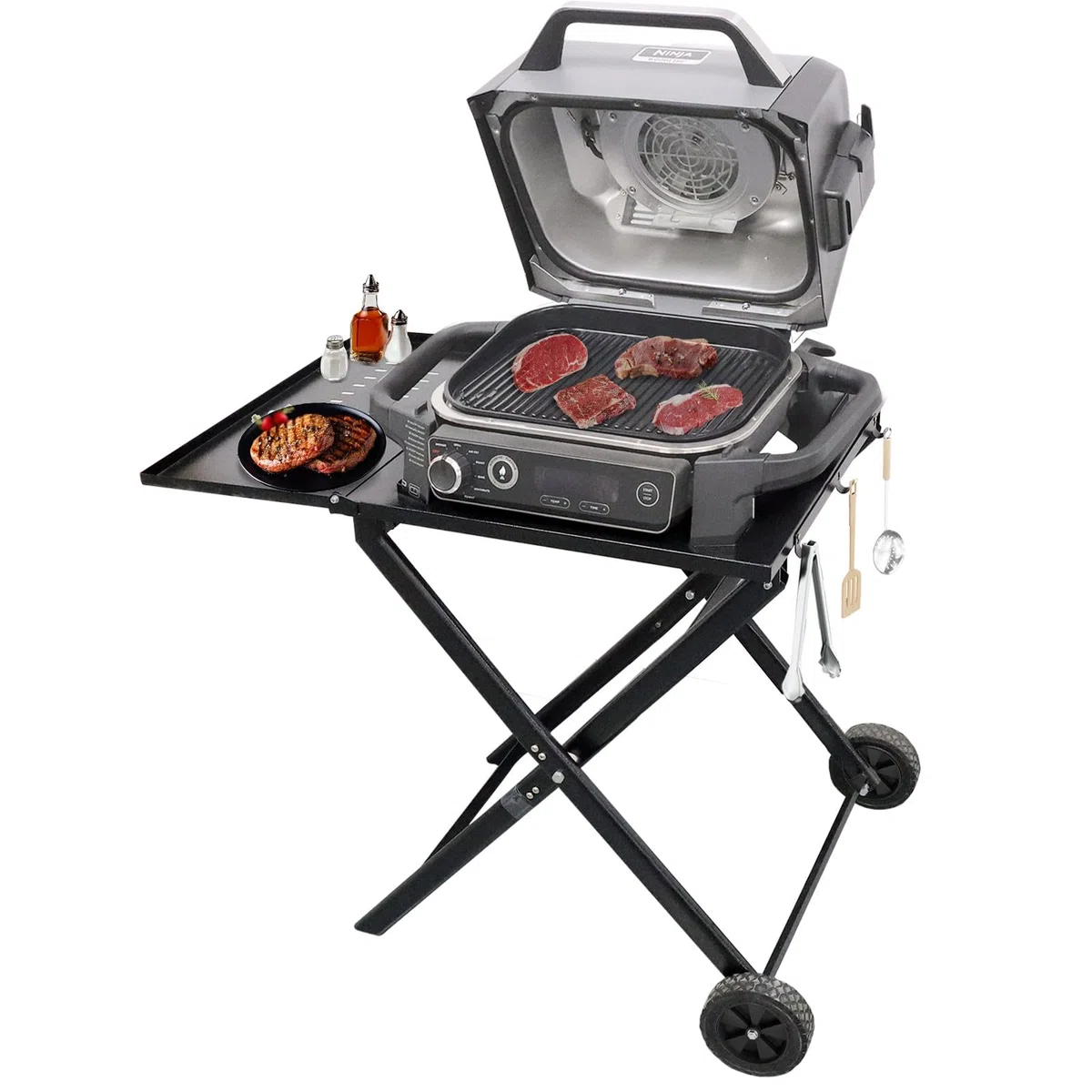 Soporte para Parrilla Ninja OG701, Carros Plegables para Barbacoa al Aire Libre, Carrito de Plegable Portátil con Mesa