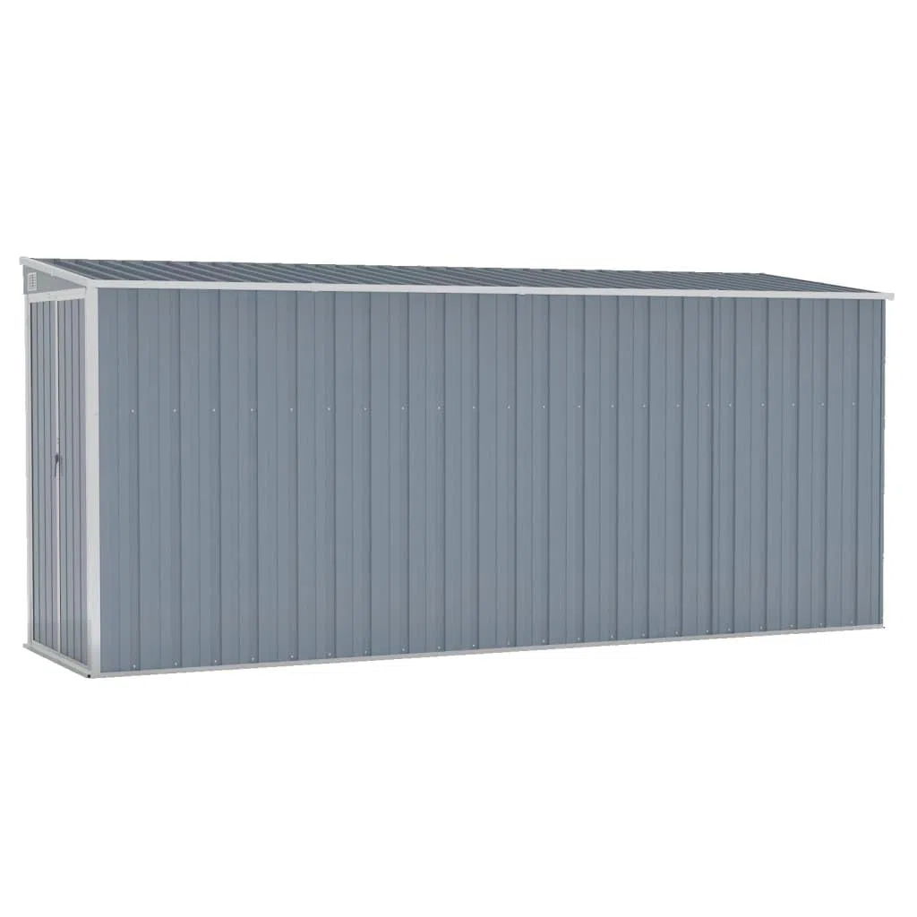 vidaXL Cobertizo de Jardín Mural Gris 118x382x178 cm Acero galvanizado