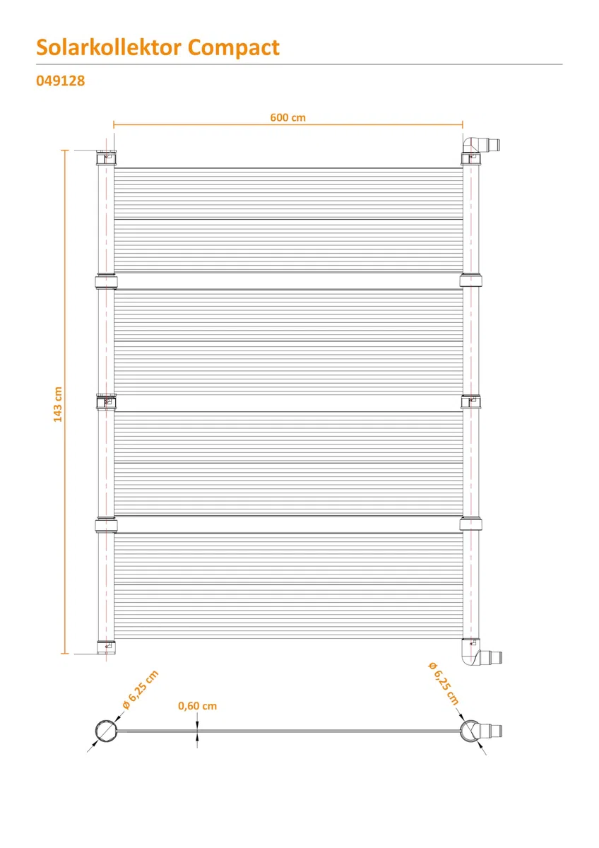 STEINBACH Colector Solar Compact – 049128 – Colectores de LDPE Piscinas de hasta 40.000 l – También Apto para Agua Salada – 600 x 140 cm