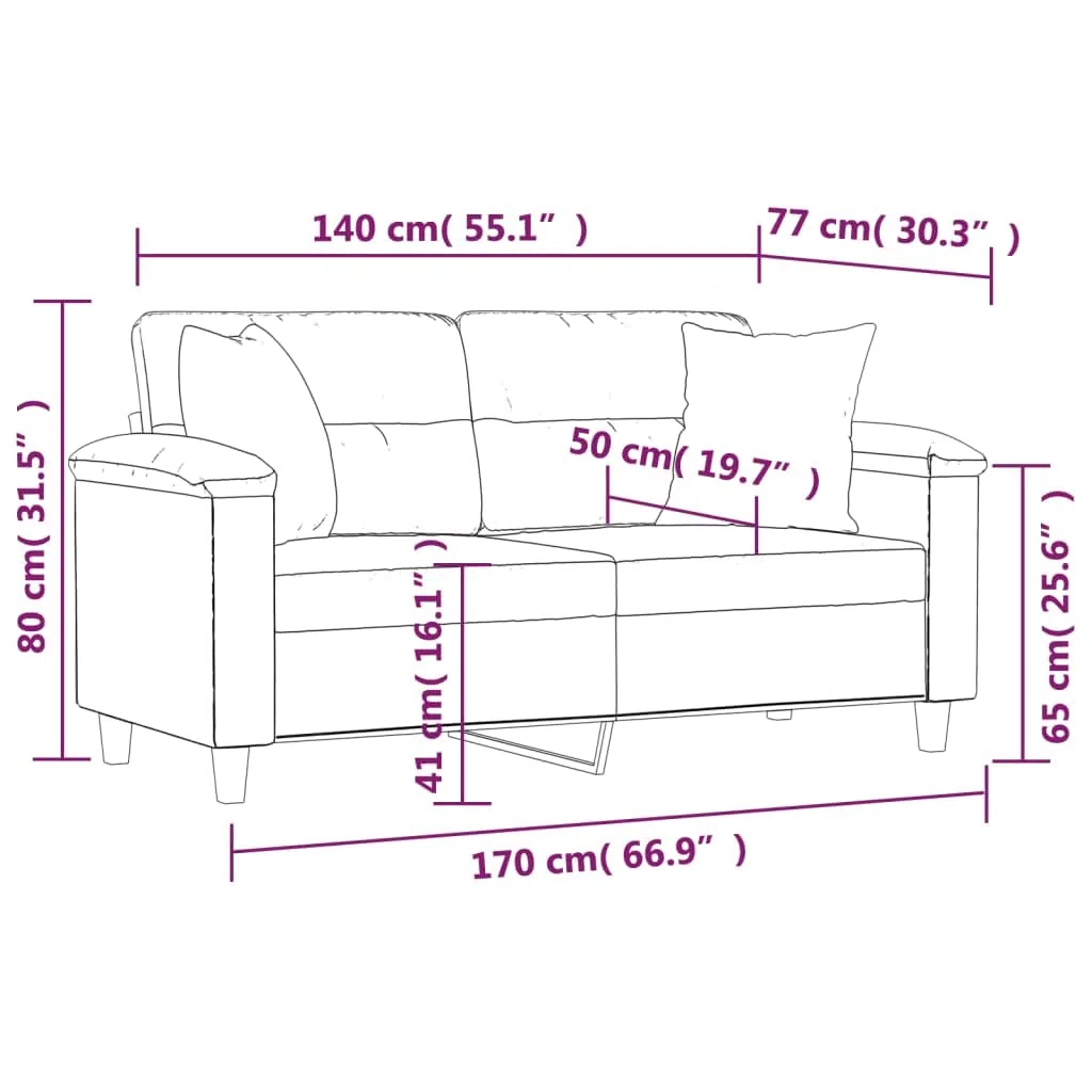 vidaXL Sofá de 2 Plazas con Cojines, Asiento con Reposabrazos, Sofá Tapizado de Televisión, Asiento para Salón, Tela de Microfibra Gris Claro