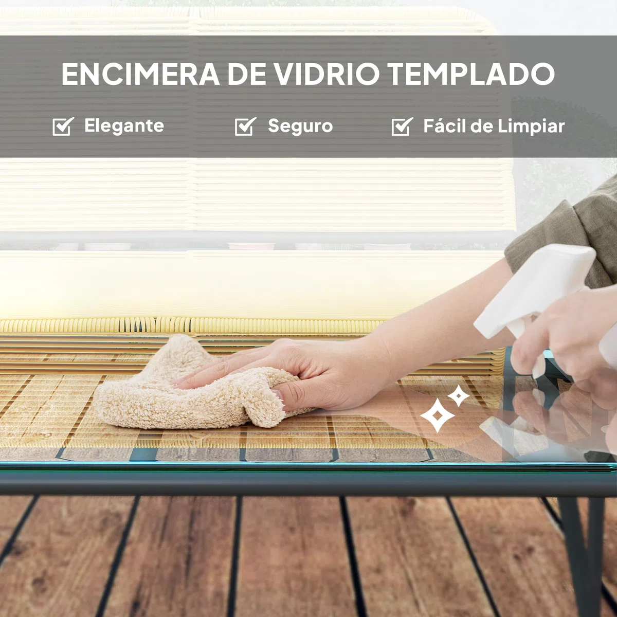 Outsunny Conjunto Jardín Exterior de Ratán, Muebles Jardín Exterior Resistentes a la Intemperie, Conjunto Terraza con Sofá de 2 Plazas, 2 Sillones, Mesa con Tablero de Vidrio Templado, Natural