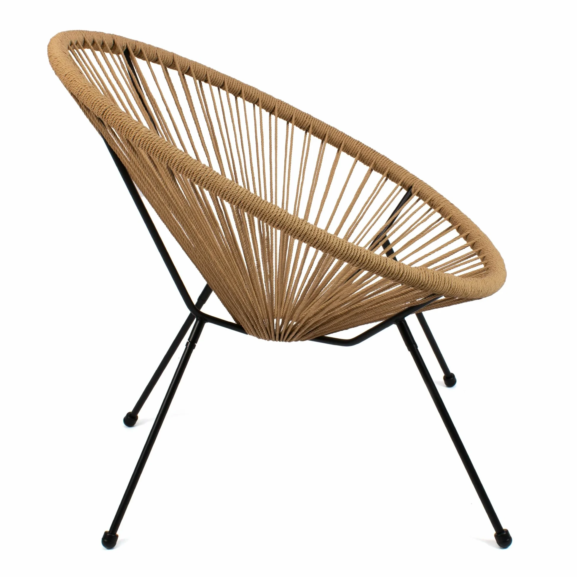 THE SECRET HOME - Set de 2 Sillas Acapulco en Ratán para Jardín - Alto. 89 cm x Largo. 78 cm x Ancho. 72 cm - Silla de Acero - Asiento de Exterior para Balcón, Terraza y Jardín (Natural)