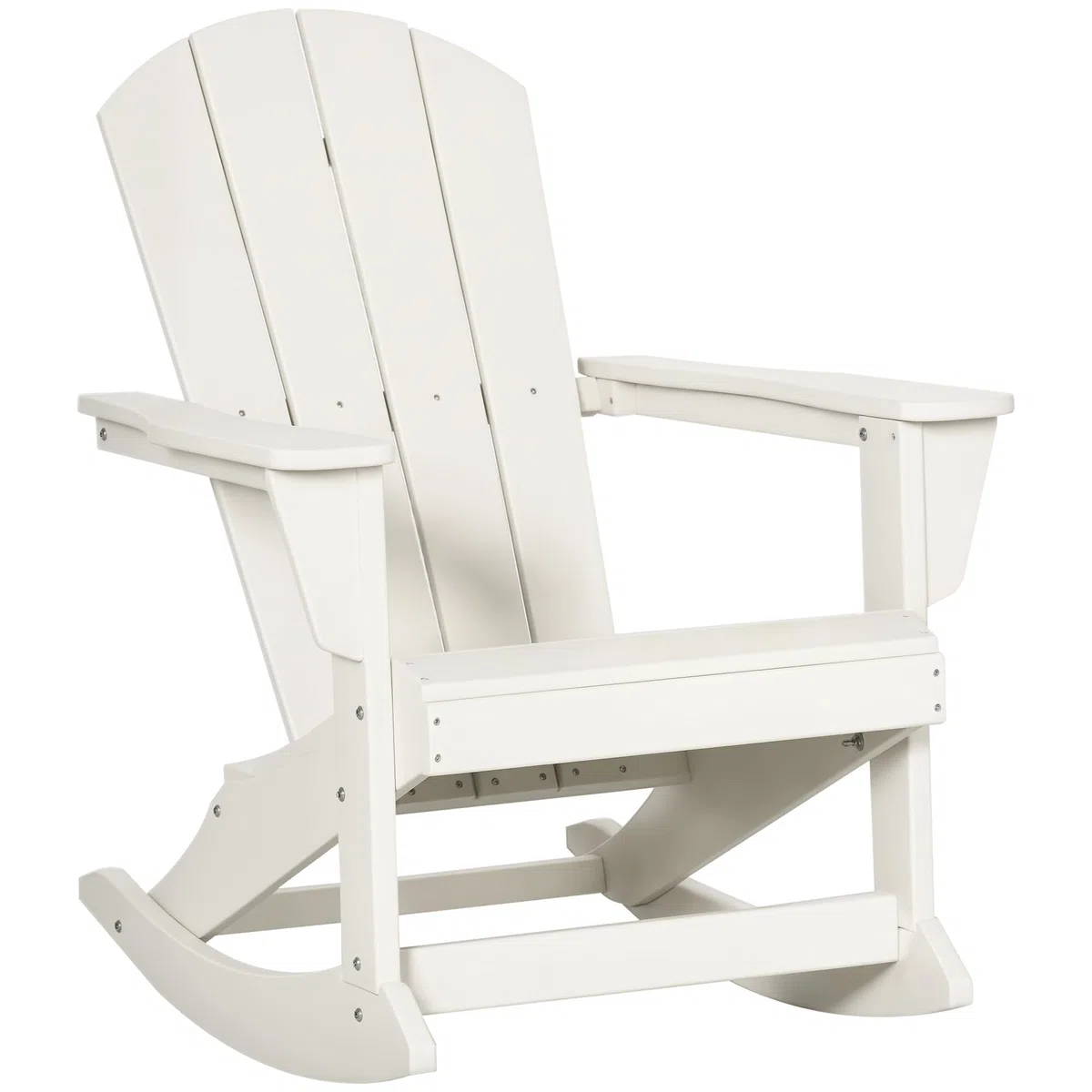 Outsunny Silla Mecedora de Jardín Mecedora para Exterior de Estilo Adirondack de HDPE para Balcón Terraza Patio Carga 120 kg 73,5x93x91,5 cm Blanco