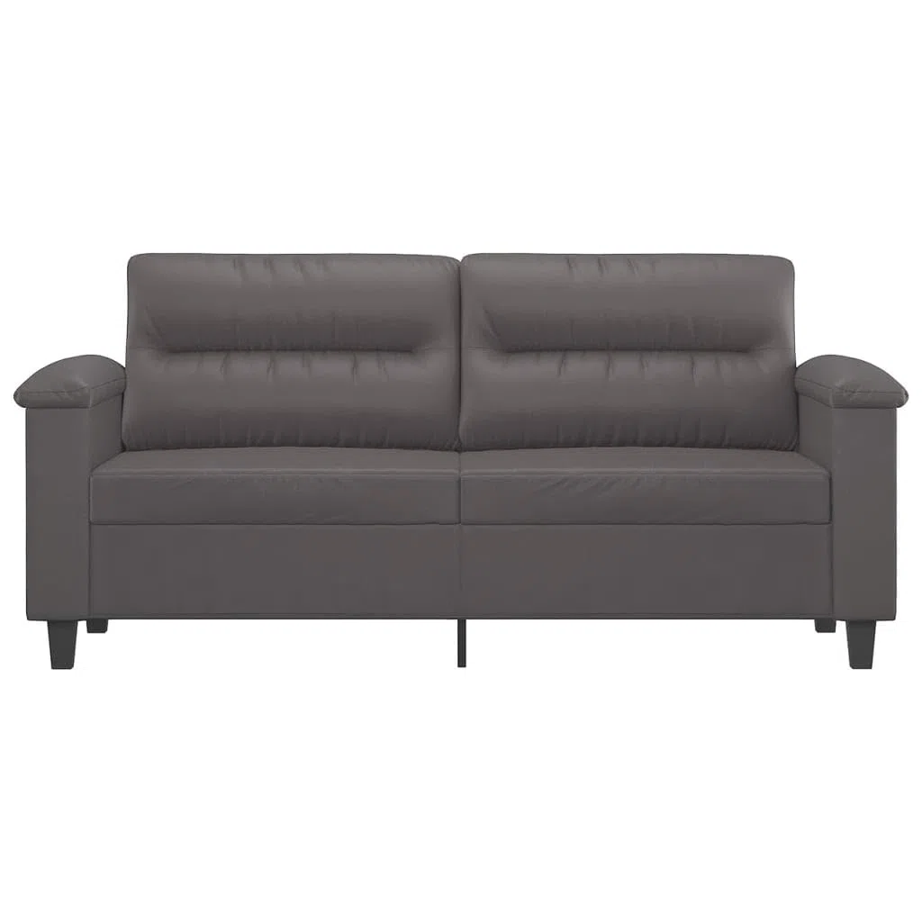 vidaXL Sofá de 2 Plazas, Sofá con Reposabrazos Respaldo, Sofá Biplaza Tapizado, Mueble Asiento para Salón Dormitorio, Cuero Sintético Gris