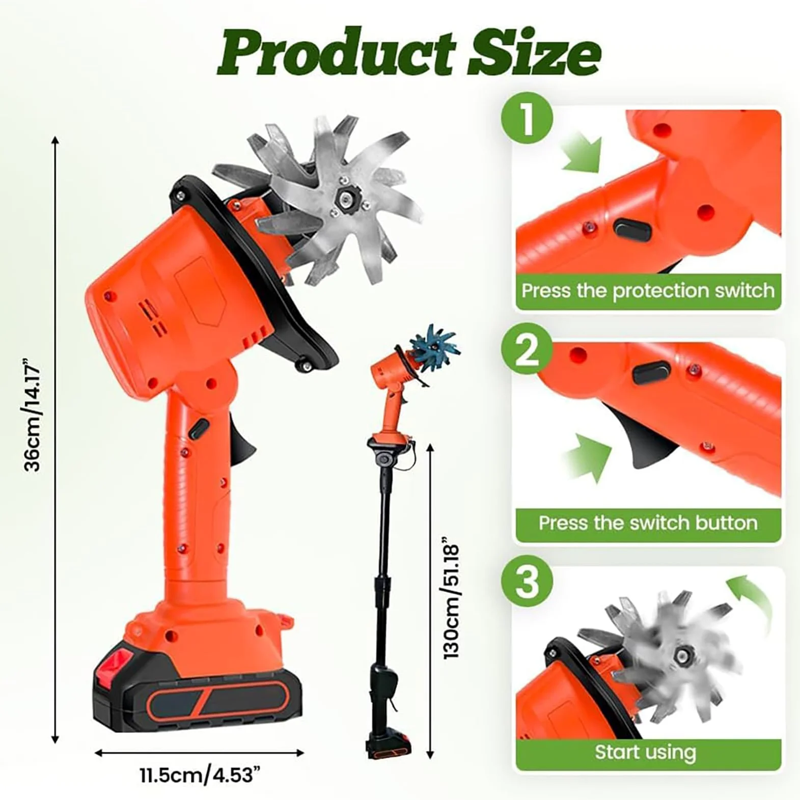 Rotocultivador eléctrico de jardín, minicultivador inalámbrico de 21 V, cultivador de Tierra portátil, 235 RPM con 4 Filas de púas, Cargador de 2 baterías de 1,5 Ah, Ancho de labranza de 10 cm