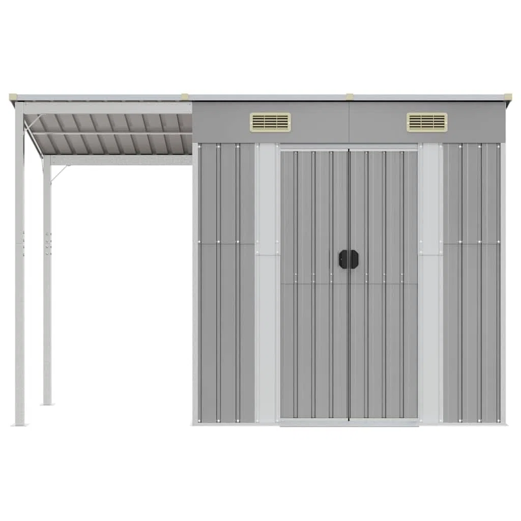 Refined Caseta de jardín con Techo Extensible, Gris Claro, 277 x 107 x 181 cm, Acero