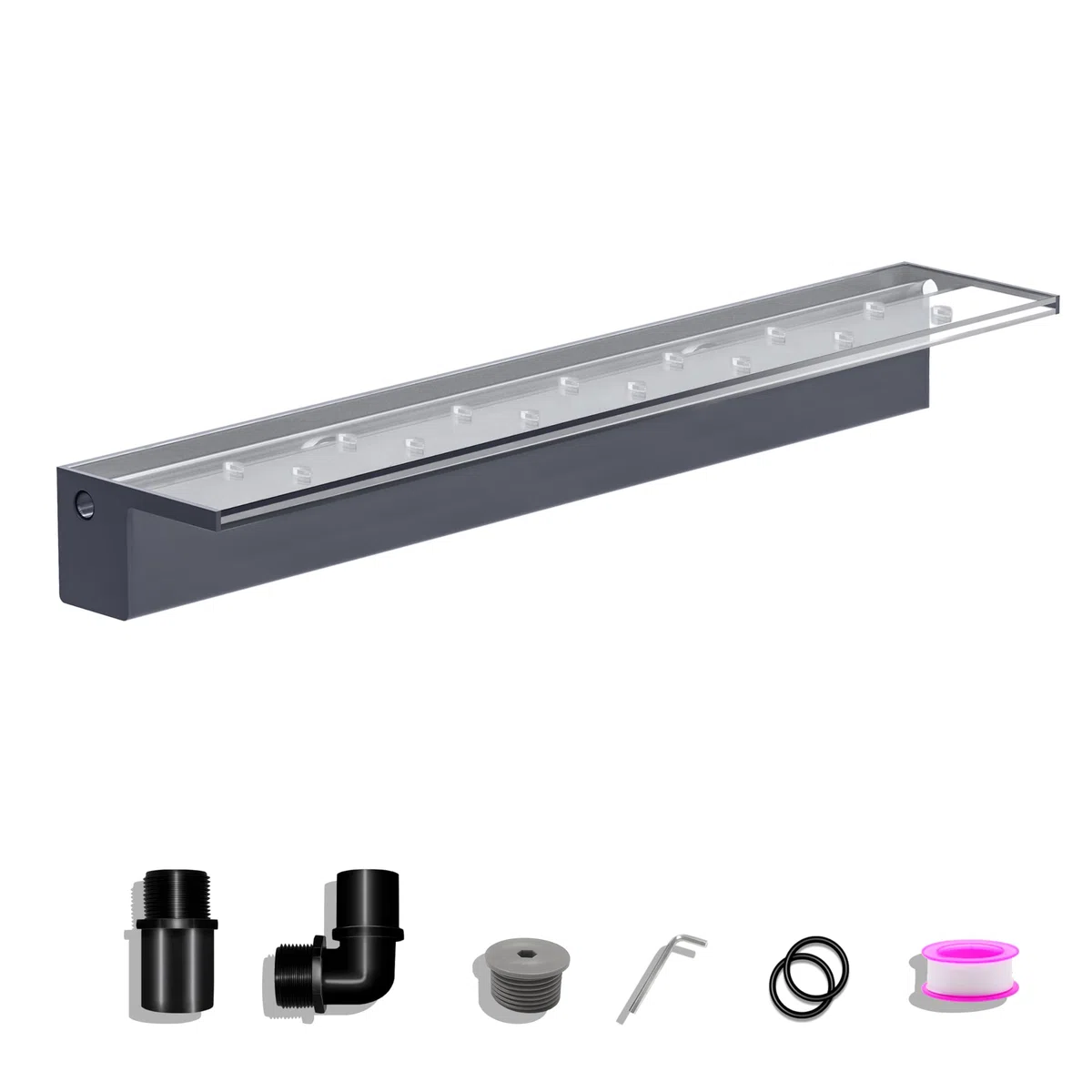Juego de cuchillos de cascada para estanque, fuente de piscina de acrílico de 90 cm, con accesorios, ancho de 15 cm, juego de agua, cascada para jardín, patio, decoración de estanques