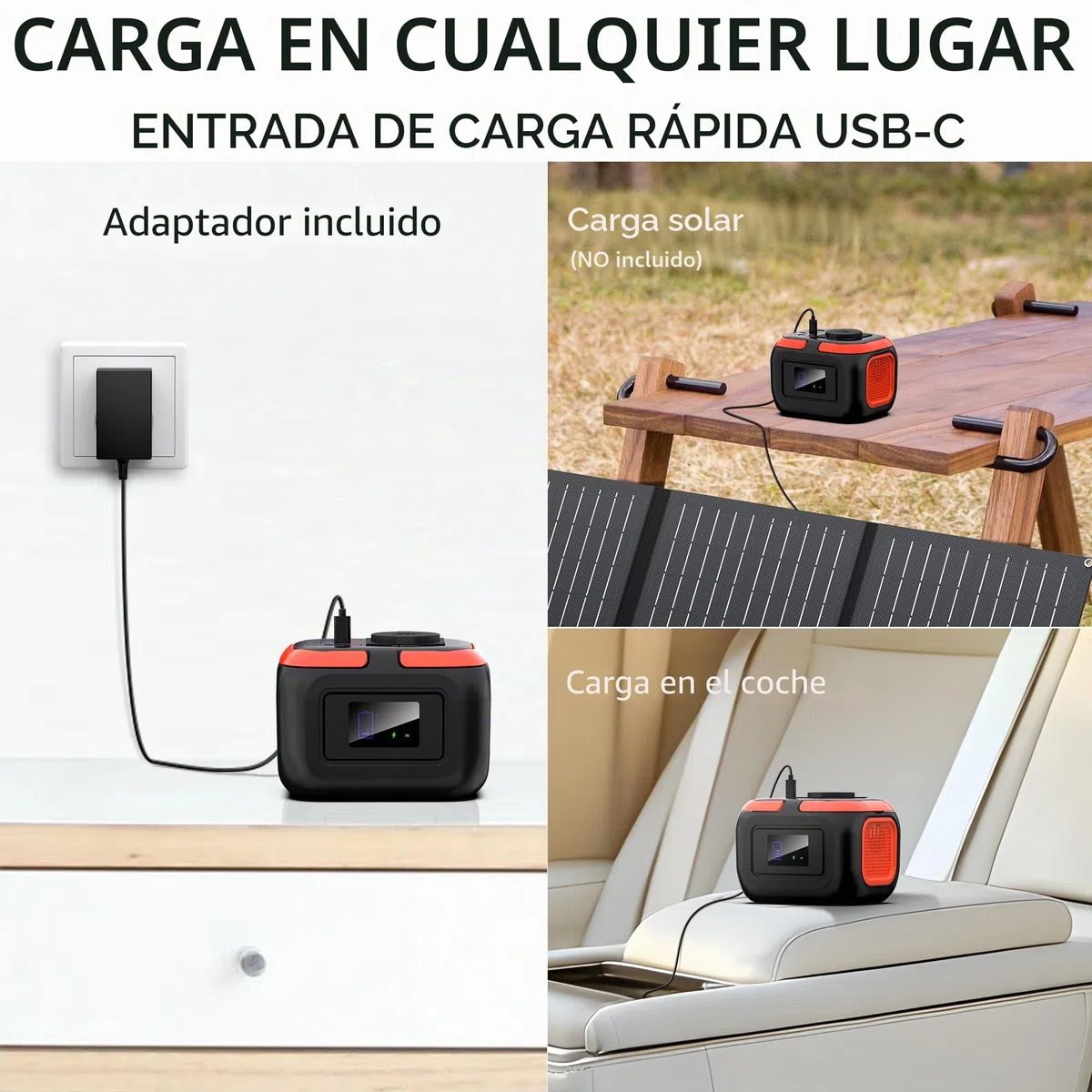 SinKeu Powerstation portátil de 97 WH, 26400 mAh, Mini generador con Enchufe de 120 W 230 V CA, 12 V CC, Puertos USB para teléfono móvil portátil, batería para Camping, Viajes, Emergencia (sin Panel