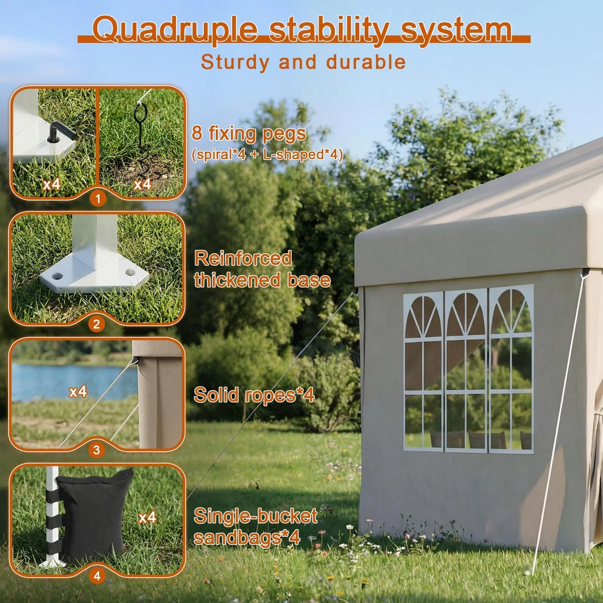 Devoko Gazebo Impermeable Plegable 3x3m,Gazebo con Laterales Que Incluye 4 Paredes extraíbles,Carpa Plegable Profesional con 3 Alturas Ajustables, protección UV 50+ para Jardines,Patios y acampadas