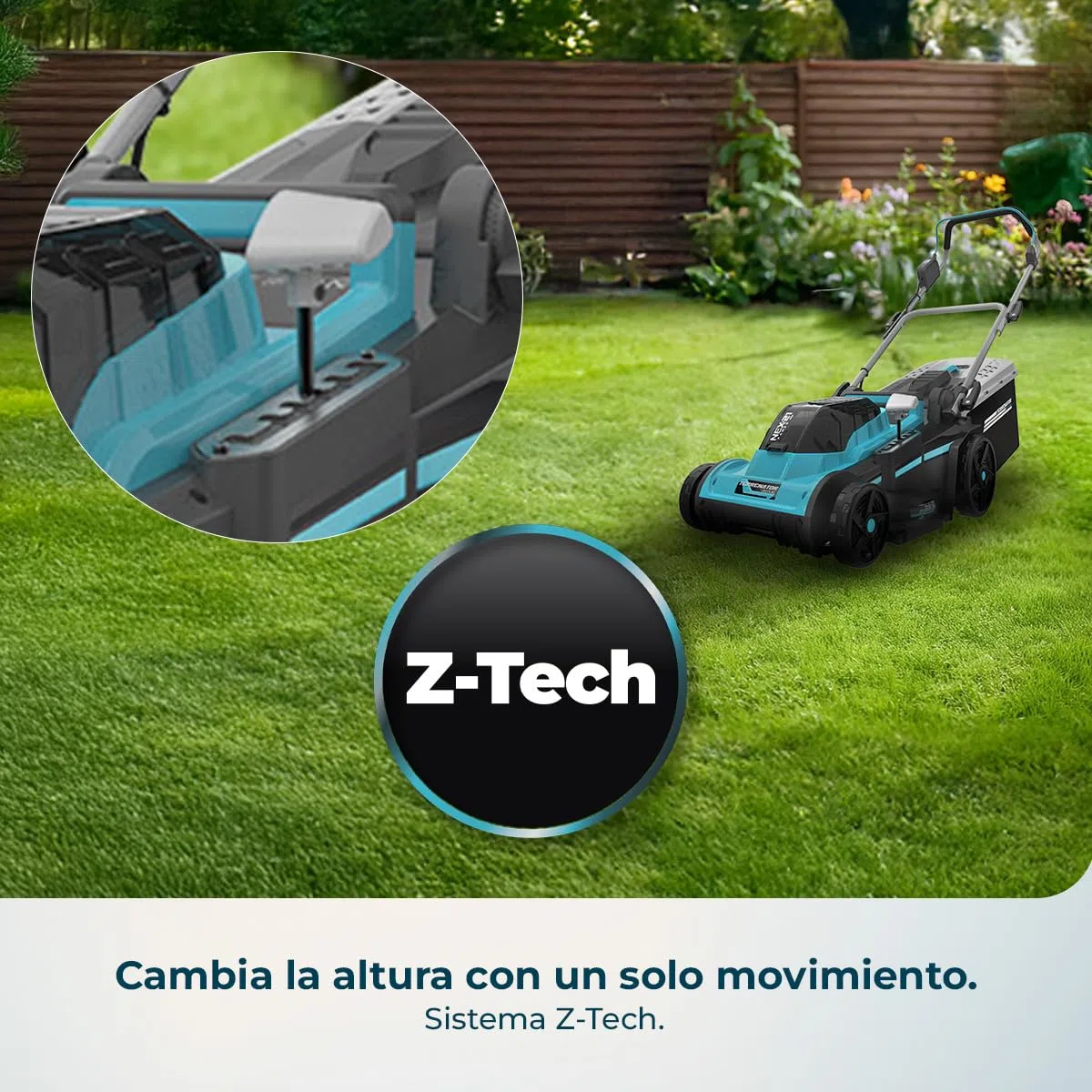 Cecotec Cortacésped de Batería sin Cable Terrenator E3 Liberty Z Plus. Motor sin Escobillas Brushless, Funciona 2 Baterías 21V 4Ah, Cambio Altura Sistema Z-Tech, Ancho 38cm, Depósito 40L