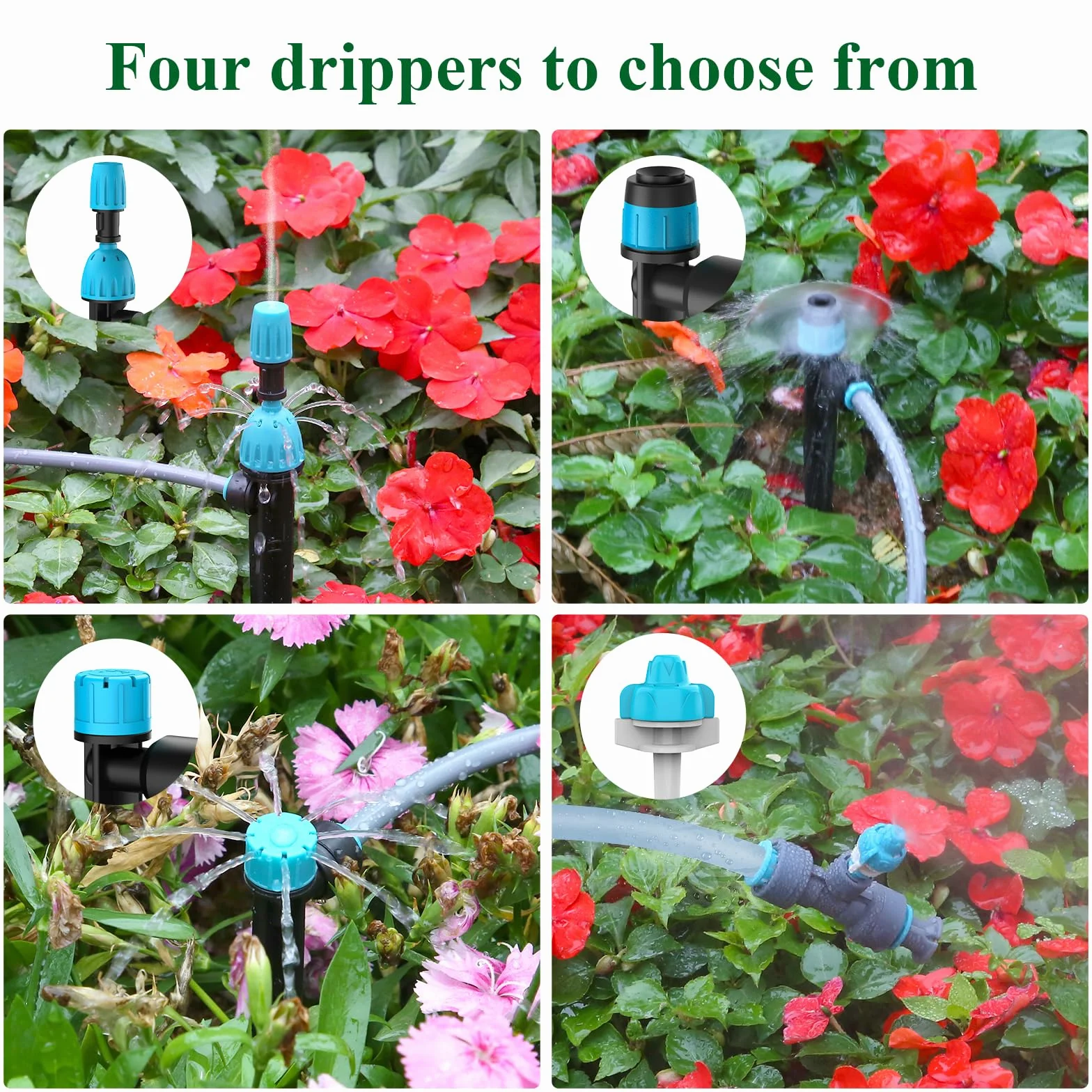 Kit de Sistema de Riego por Goteo con Temporizador Automático de Agua de 2 Zonas con Pantalla LCD,Temporizador de Riego con Nuevo Conector Rápido Antifugas para Jardín,Césped