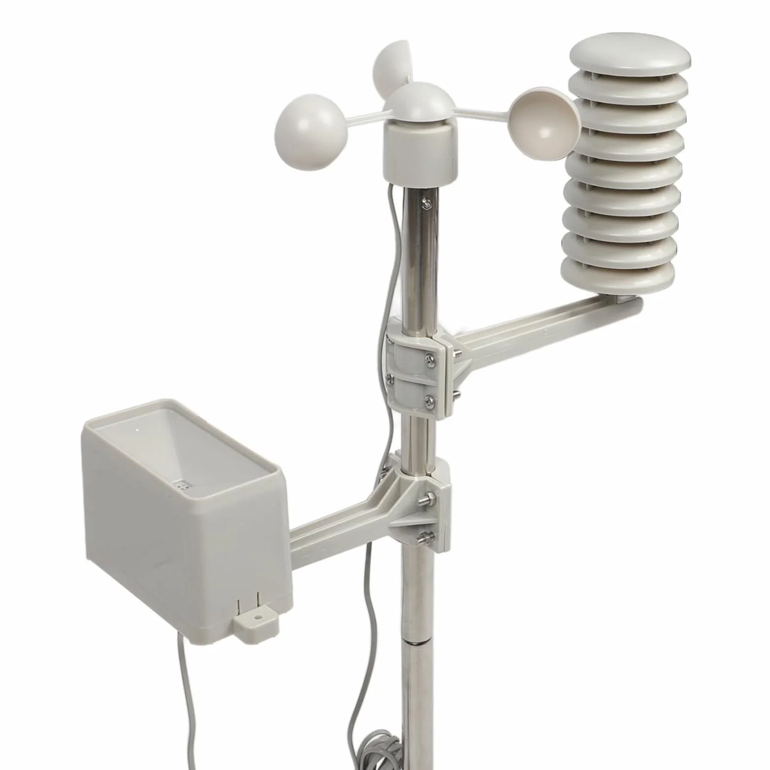Kit de Medidor Meteorológico, Anemómetro de Copa de Veleta, Anemómetro, Taza de Sensor de Medición de Velocidad, Conector RJ11, 3 Tazas, Medidor de Dirección del Viento para